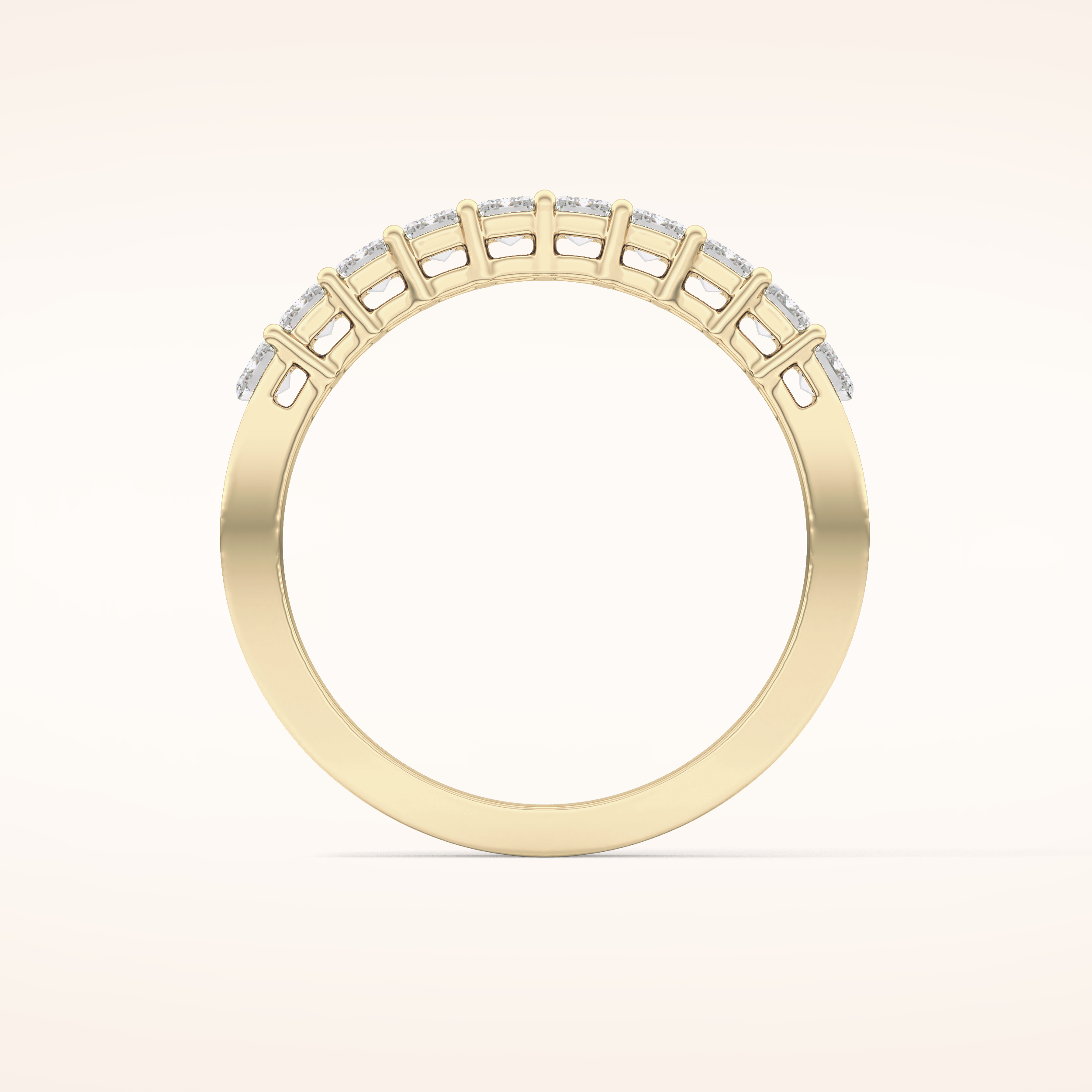1.42 TCW Emerald Shaped Moissanite Half Eternity Wedding Band