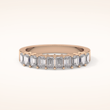 1.42 TCW Emerald Shaped Moissanite Half Eternity Wedding Band