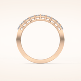 1.42 TCW Emerald Shaped Moissanite Half Eternity Wedding Band
