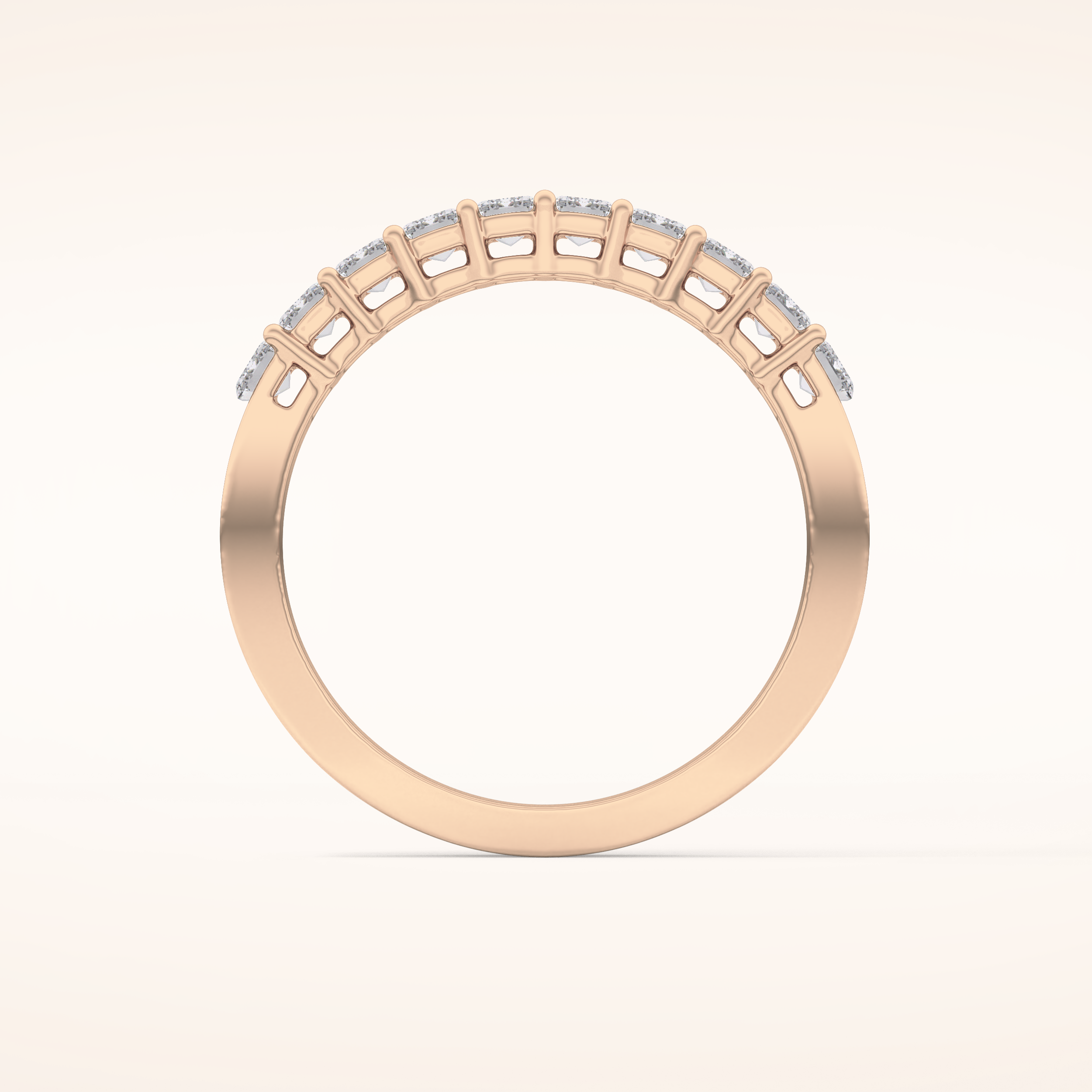 1.42 TCW Emerald Shaped Moissanite Half Eternity Wedding Band