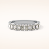 1.42 TCW Emerald Shaped Moissanite Half Eternity Wedding Band