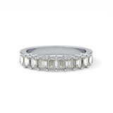 Half Eternity Wedding Band with 1.42 TCW Emerald Cut Moissanite – Yellow, White, or Rose Gold