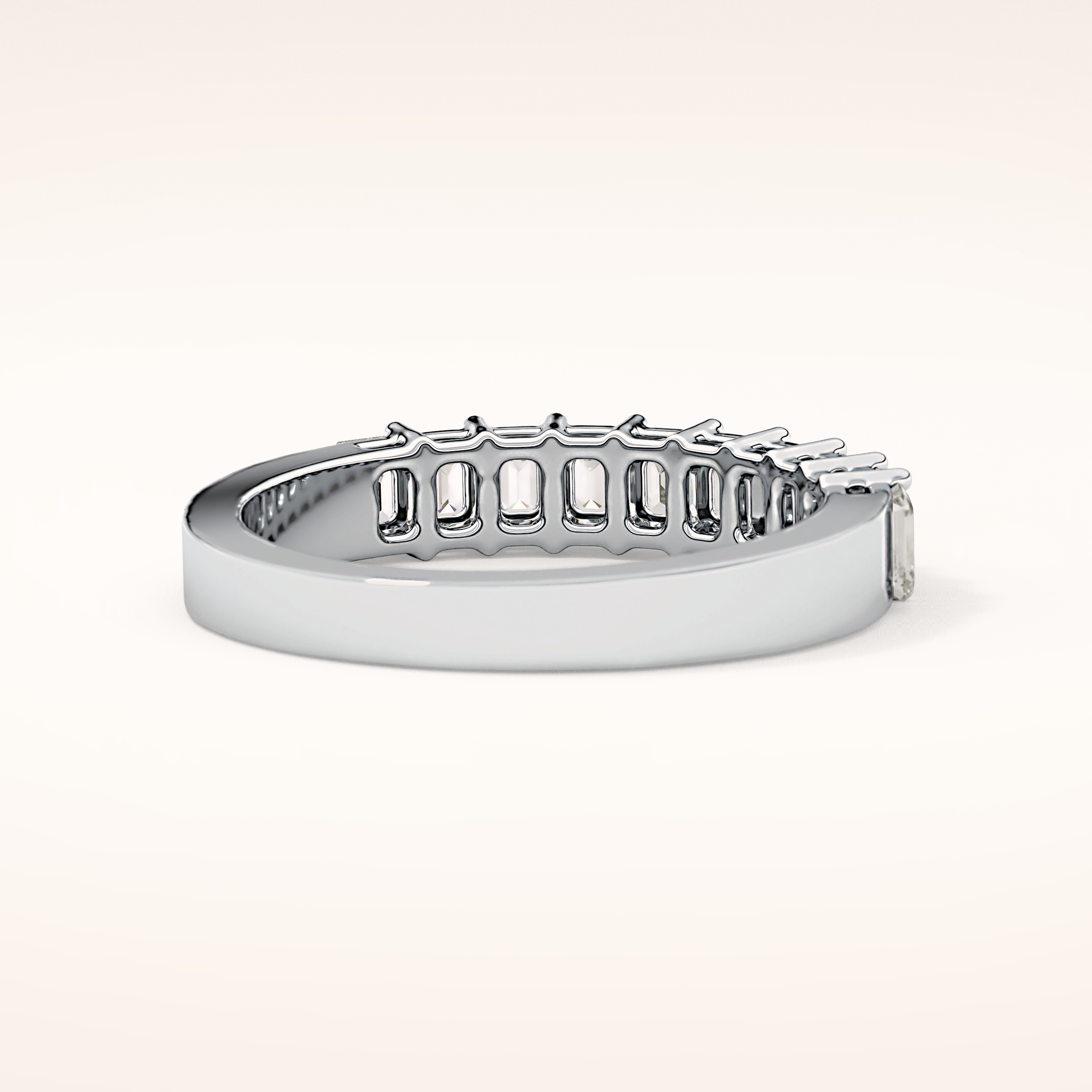 1.42 TCW Emerald Shaped Moissanite Half Eternity Wedding Band