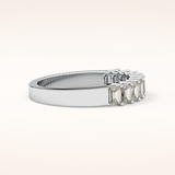 1.42 TCW Emerald Shaped Moissanite Half Eternity Wedding Band