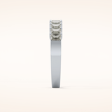 1.42 TCW Emerald Shaped Moissanite Half Eternity Wedding Band