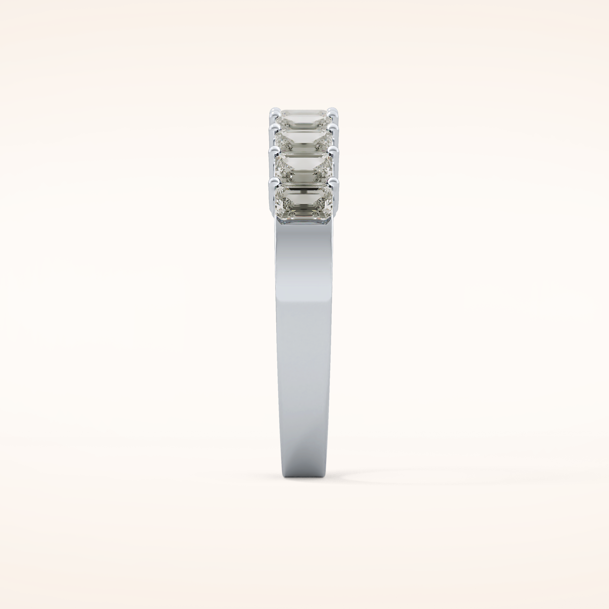 1.42 TCW Emerald Shaped Moissanite Half Eternity Wedding Band