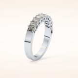 1.42 TCW Emerald Shaped Moissanite Half Eternity Wedding Band