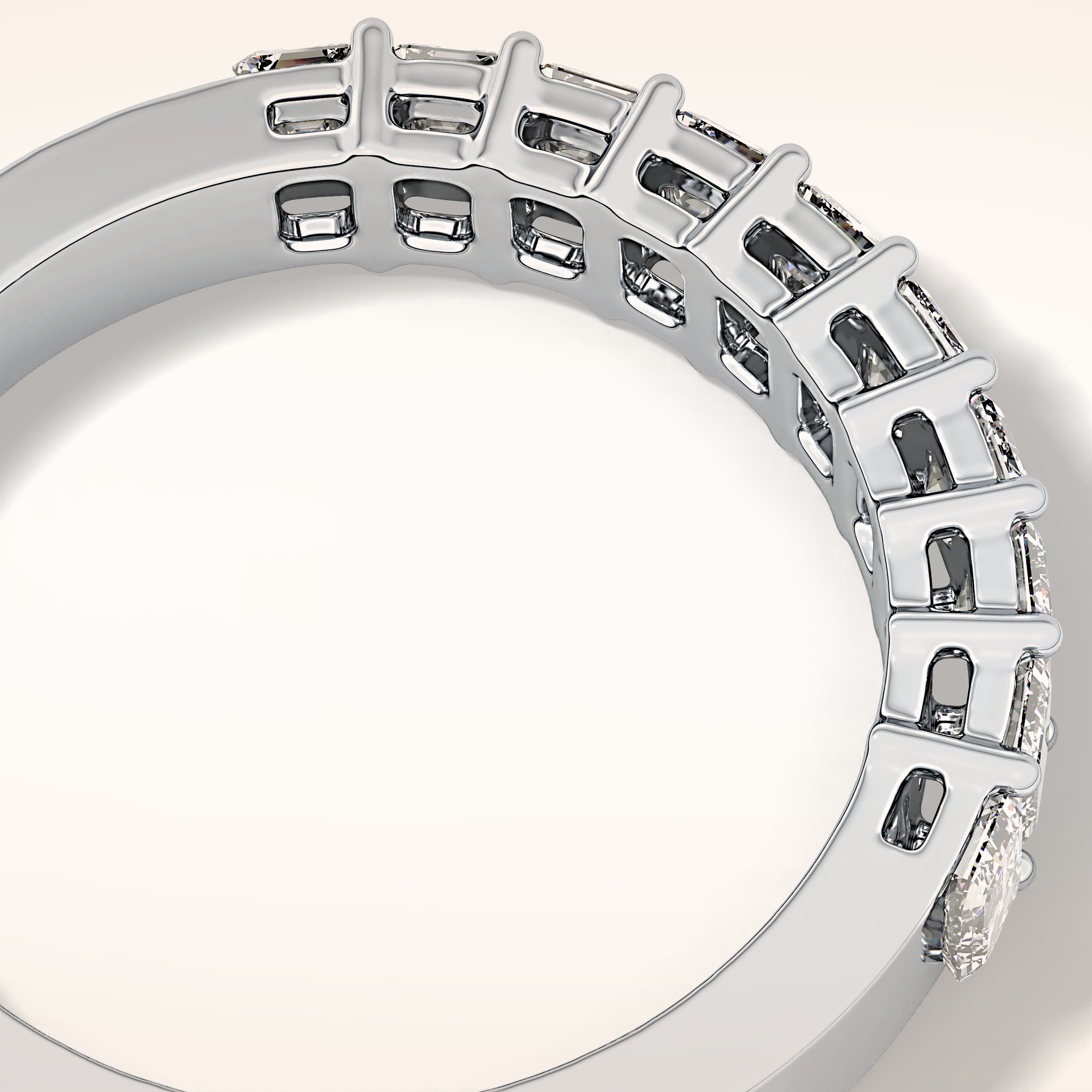 1.42 TCW Emerald Shaped Moissanite Half Eternity Wedding Band