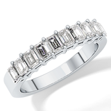 Half Eternity Wedding Band with 1.42 TCW Emerald Cut Moissanite – Yellow, White, or Rose Gold