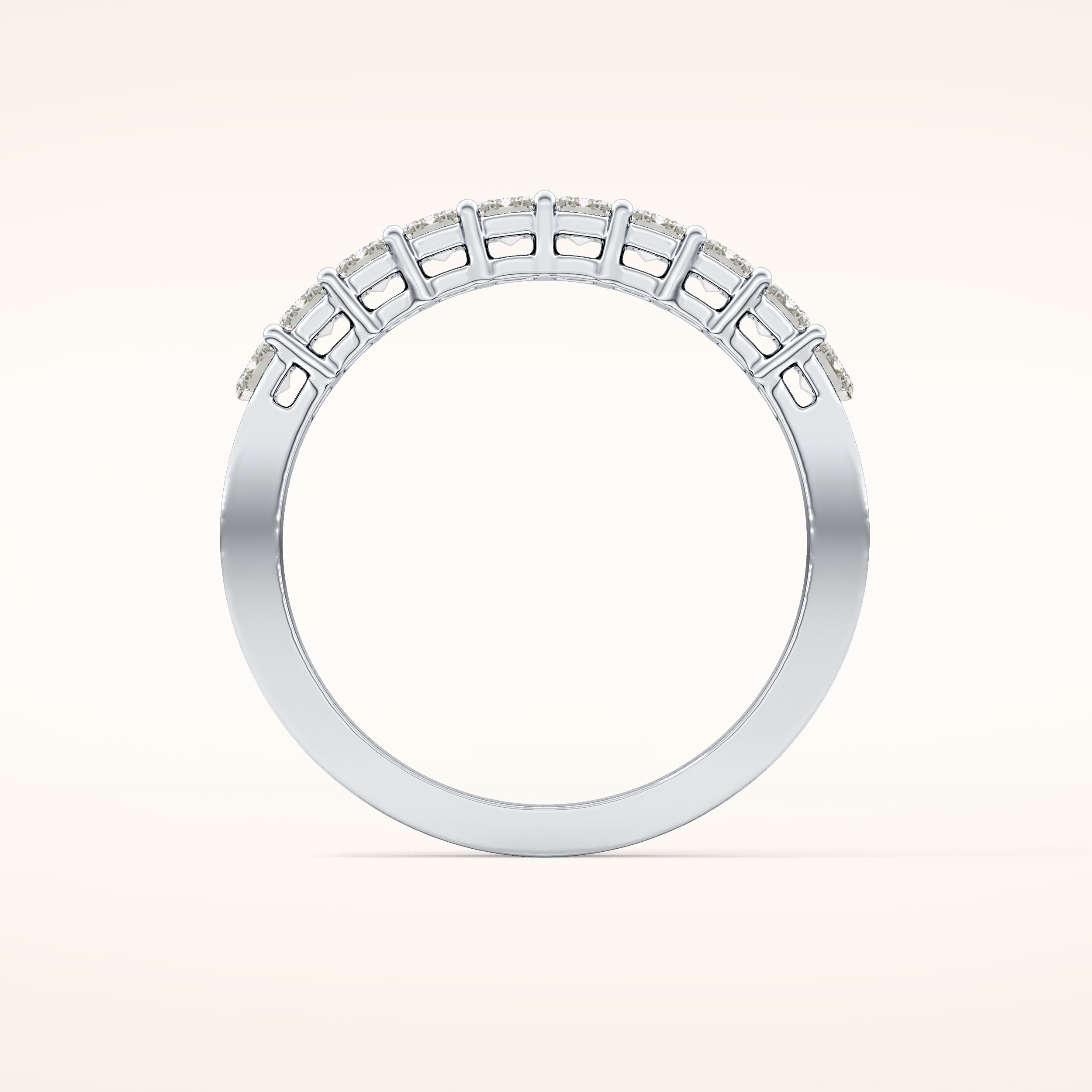 1.42 TCW Emerald Shaped Moissanite Half Eternity Wedding Band