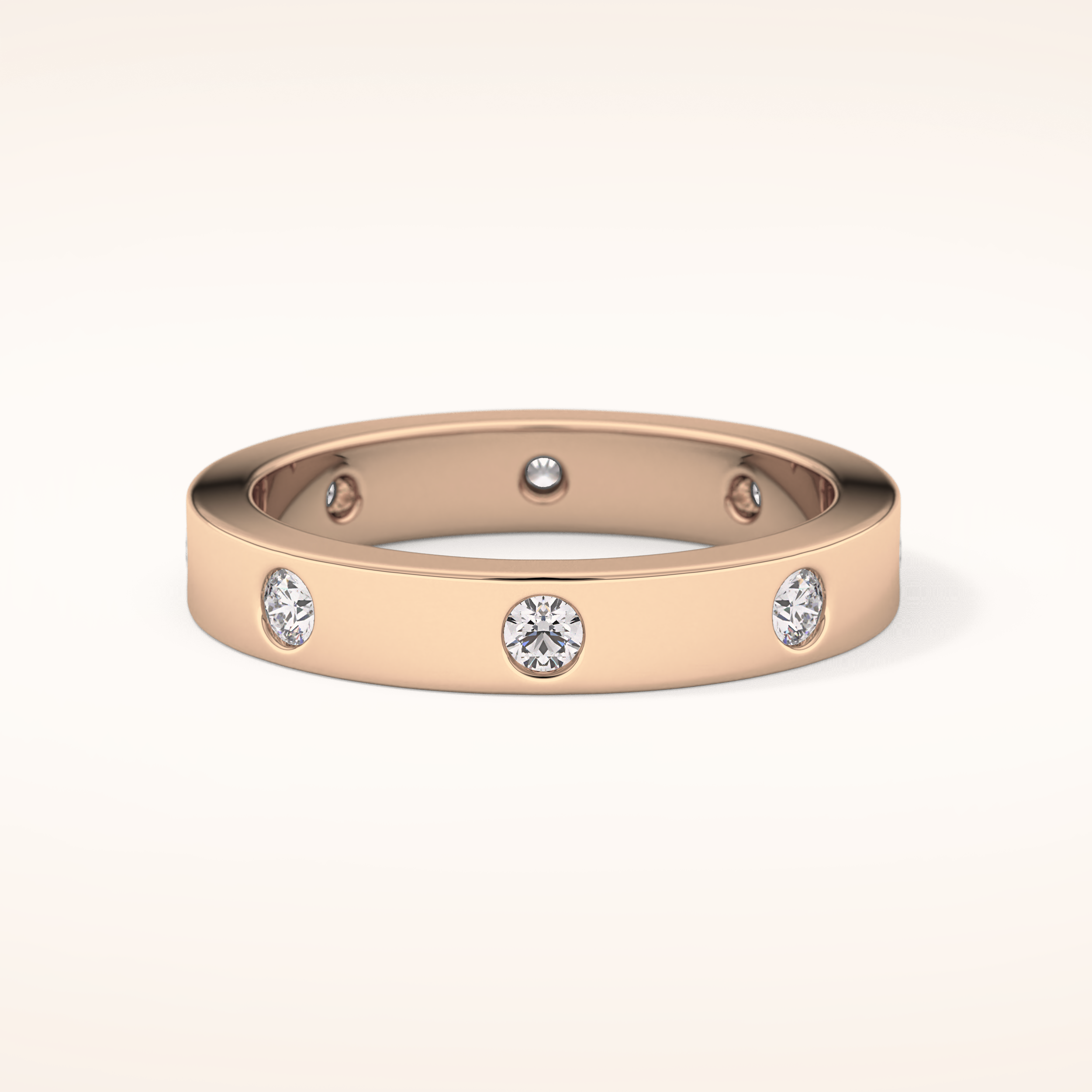0.59 TCW Round Shaped Moissanite Dainty Wedding Band