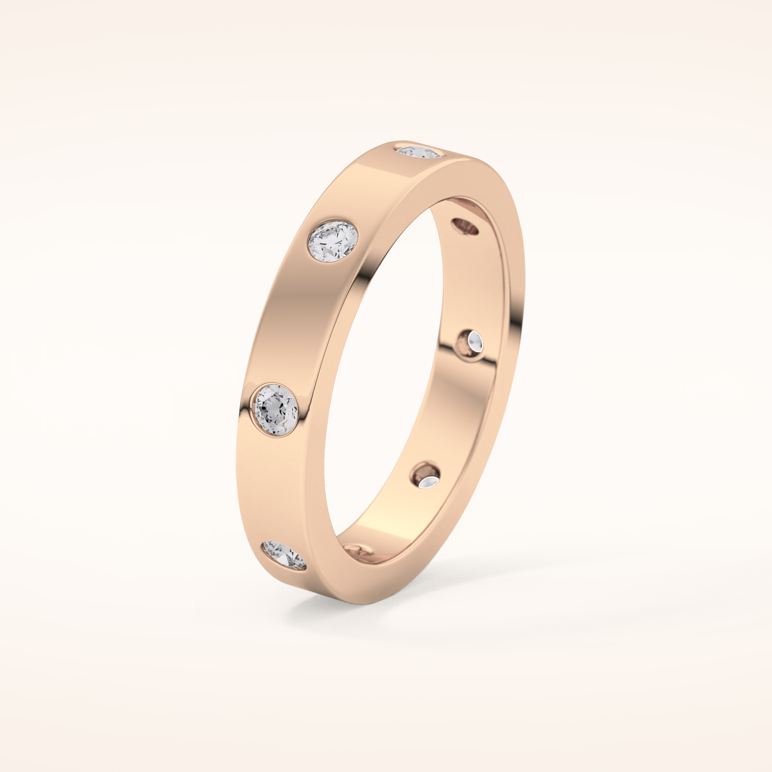 0.59 TCW Round Shaped Moissanite Dainty Wedding Band