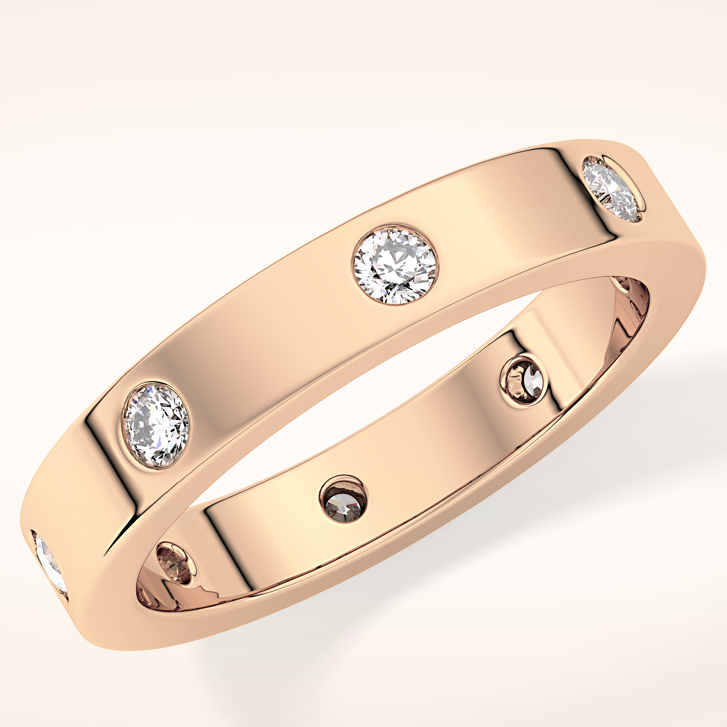 0.59 TCW Round Shaped Moissanite Dainty Wedding Band