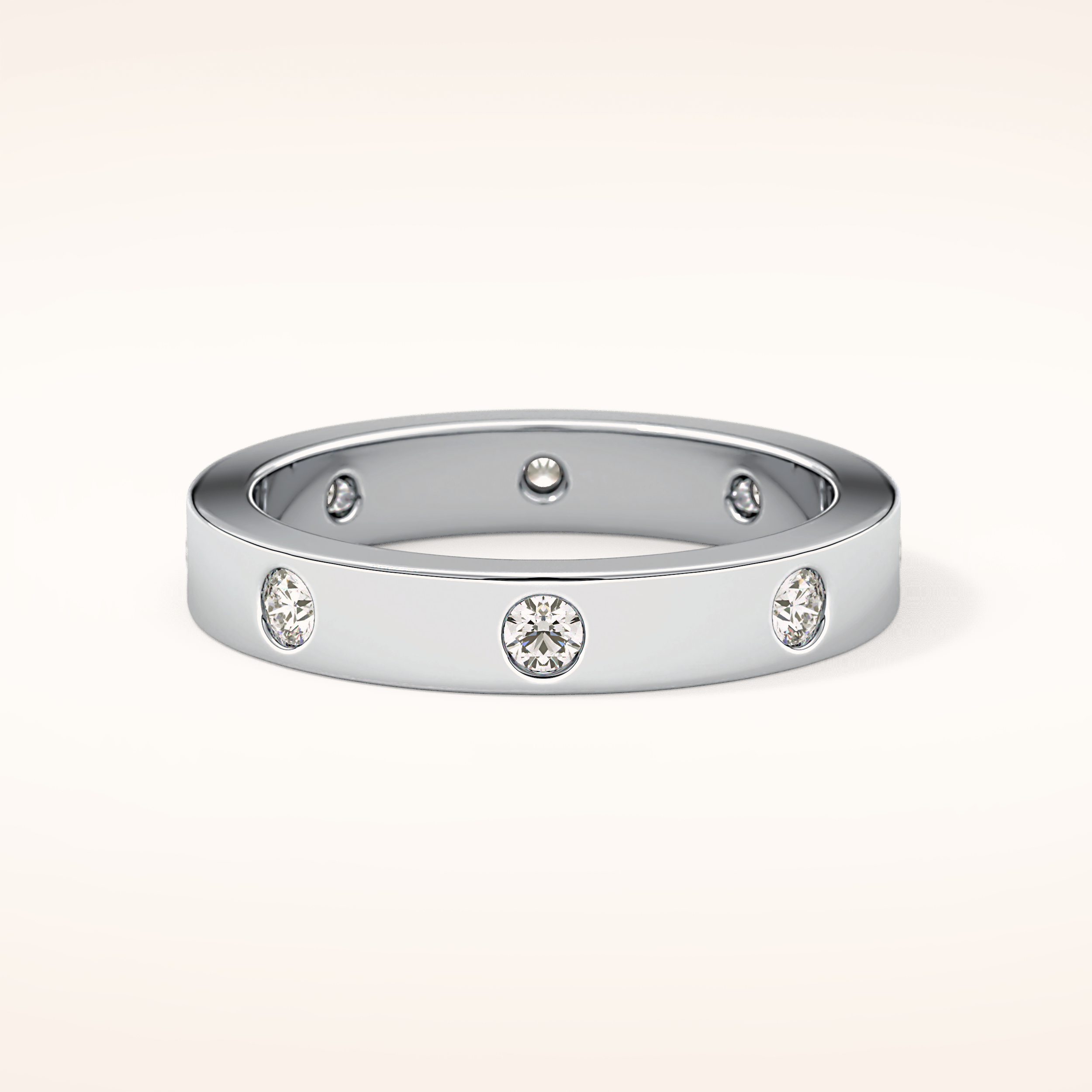 0.59 TCW Round Shaped Moissanite Dainty Wedding Band