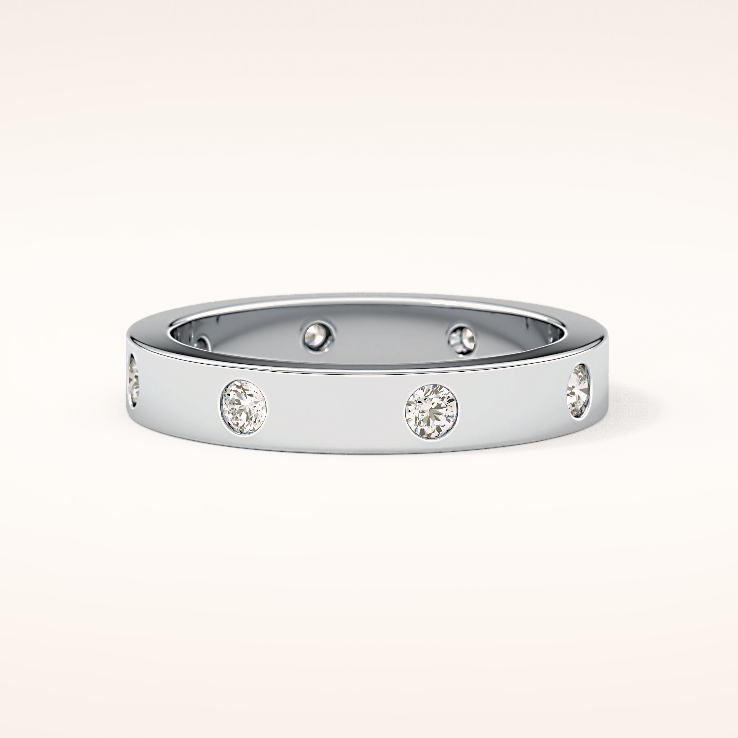 0.59 TCW Round Shaped Moissanite Dainty Wedding Band
