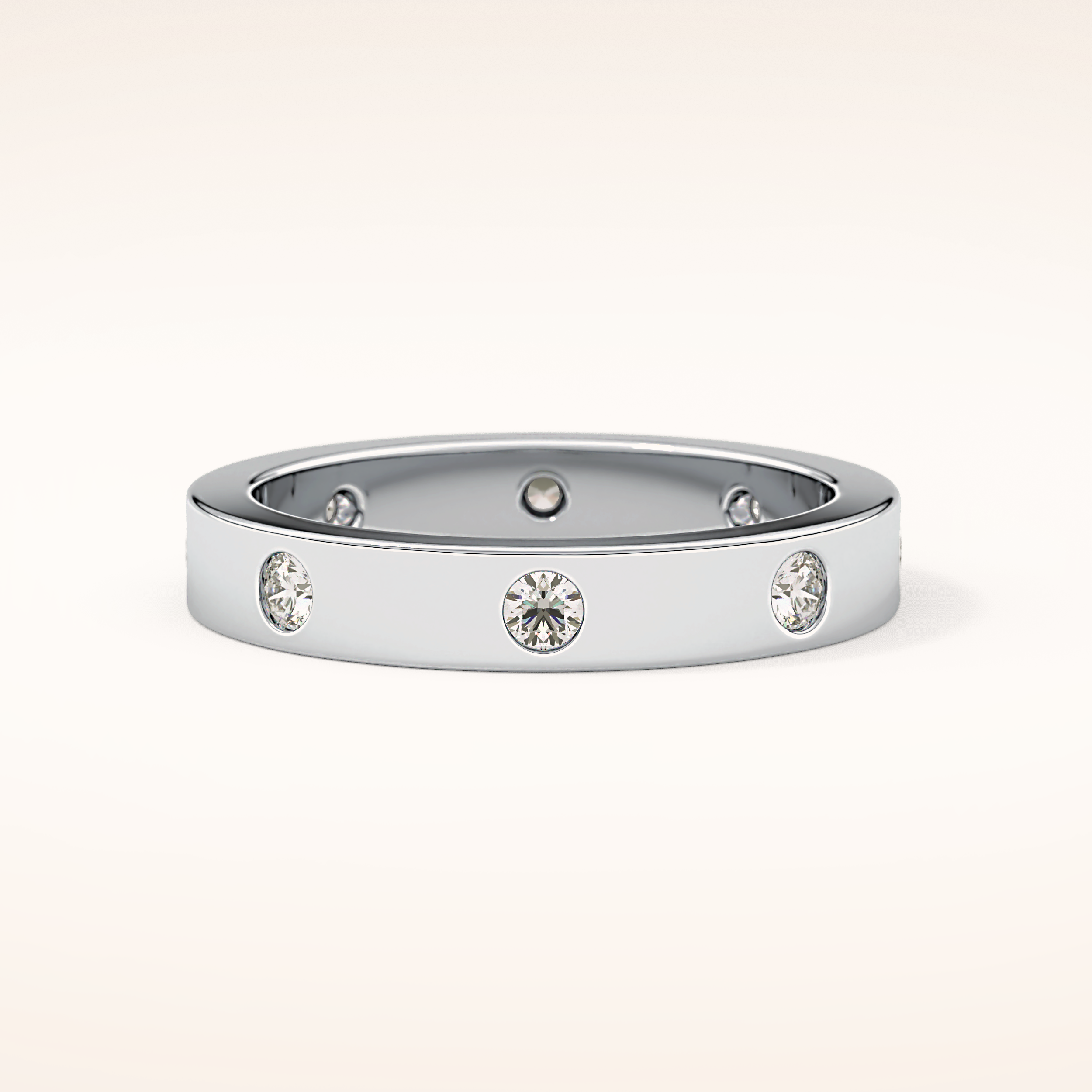 0.59 TCW Round Shaped Moissanite Dainty Wedding Band