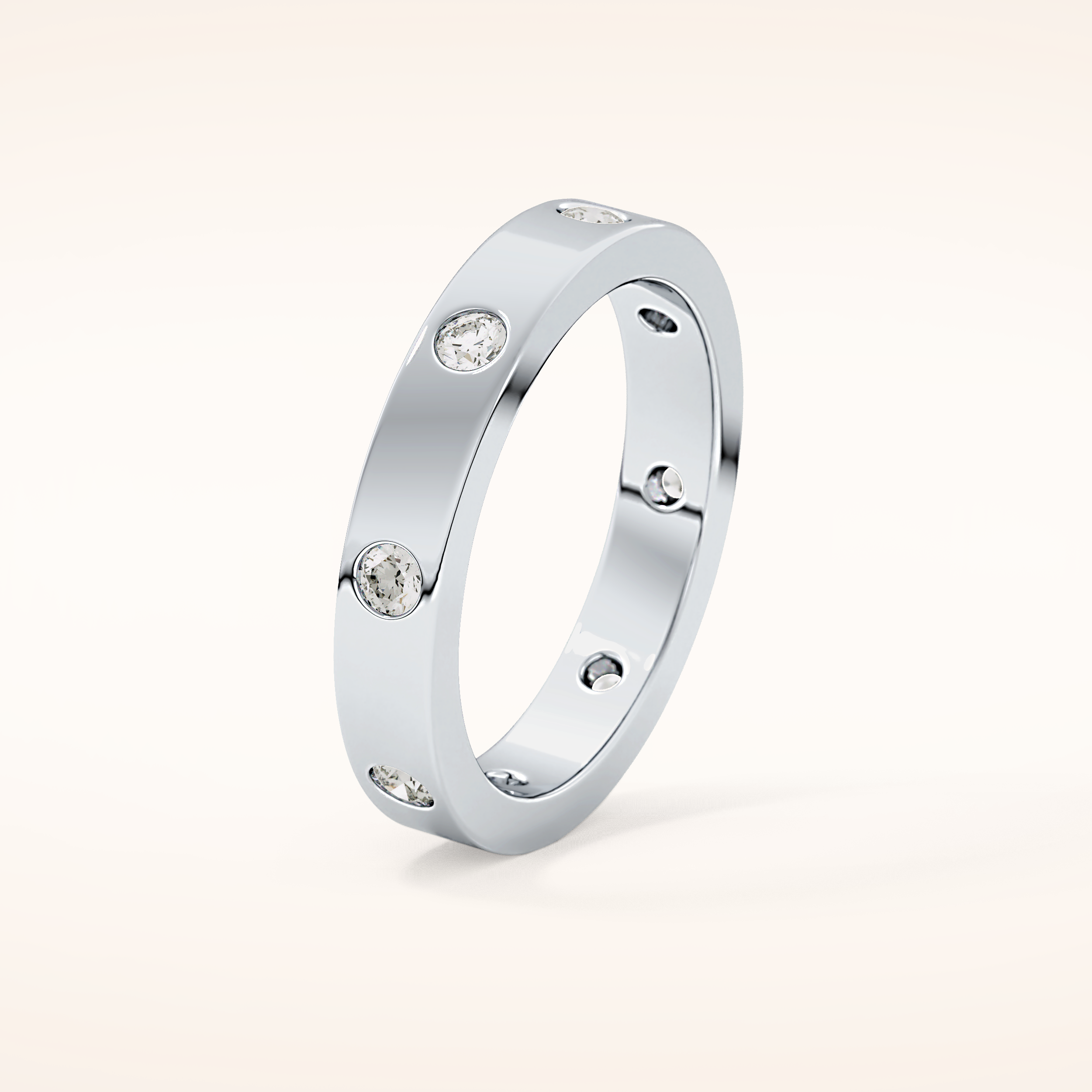 0.59 TCW Round Shaped Moissanite Dainty Wedding Band