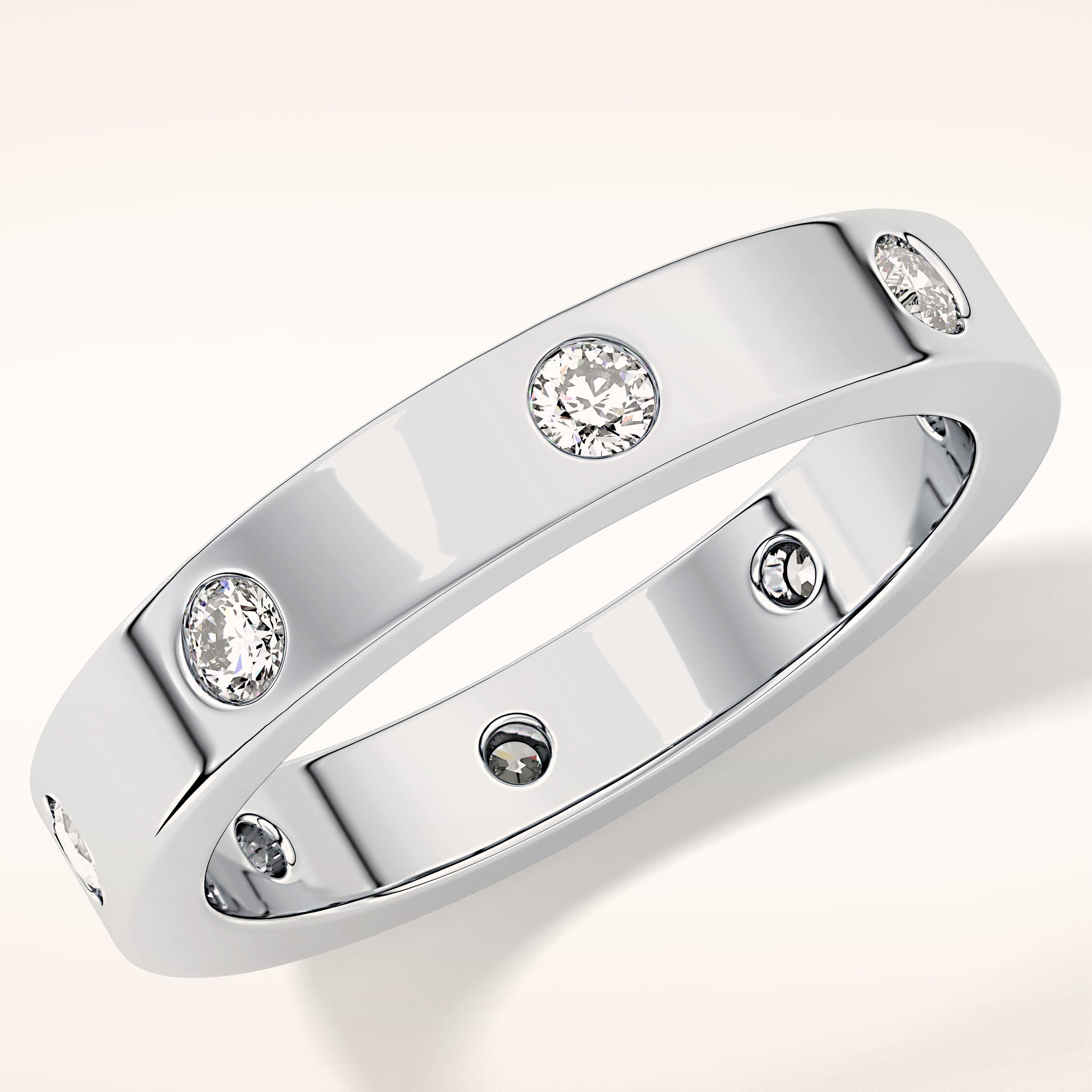0.59 TCW Round Shaped Moissanite Dainty Wedding Band