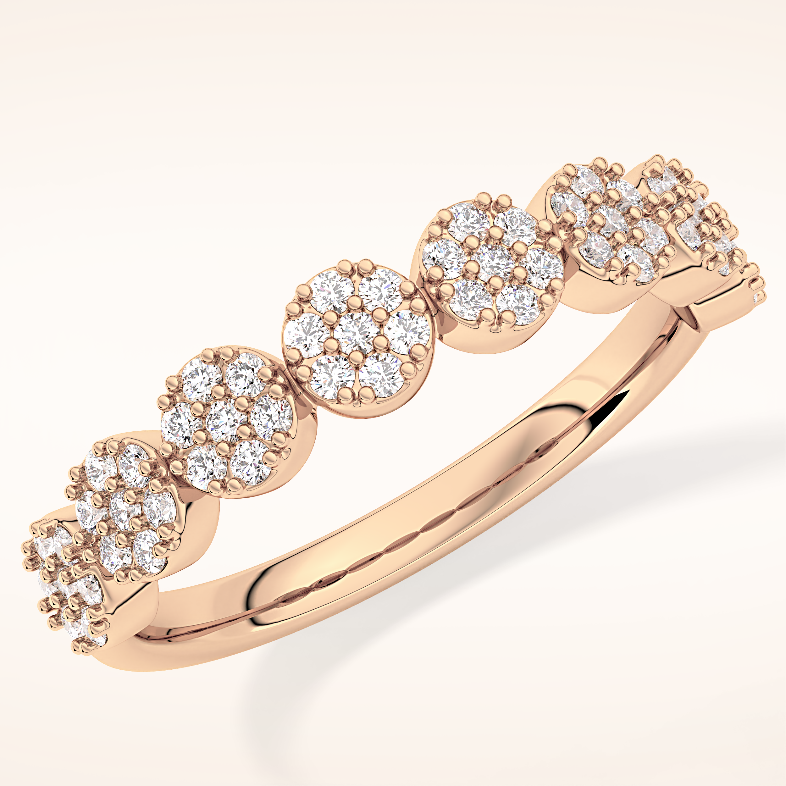 0.46 TCW Round Shaped Moissanite Half Eternity Wedding Band