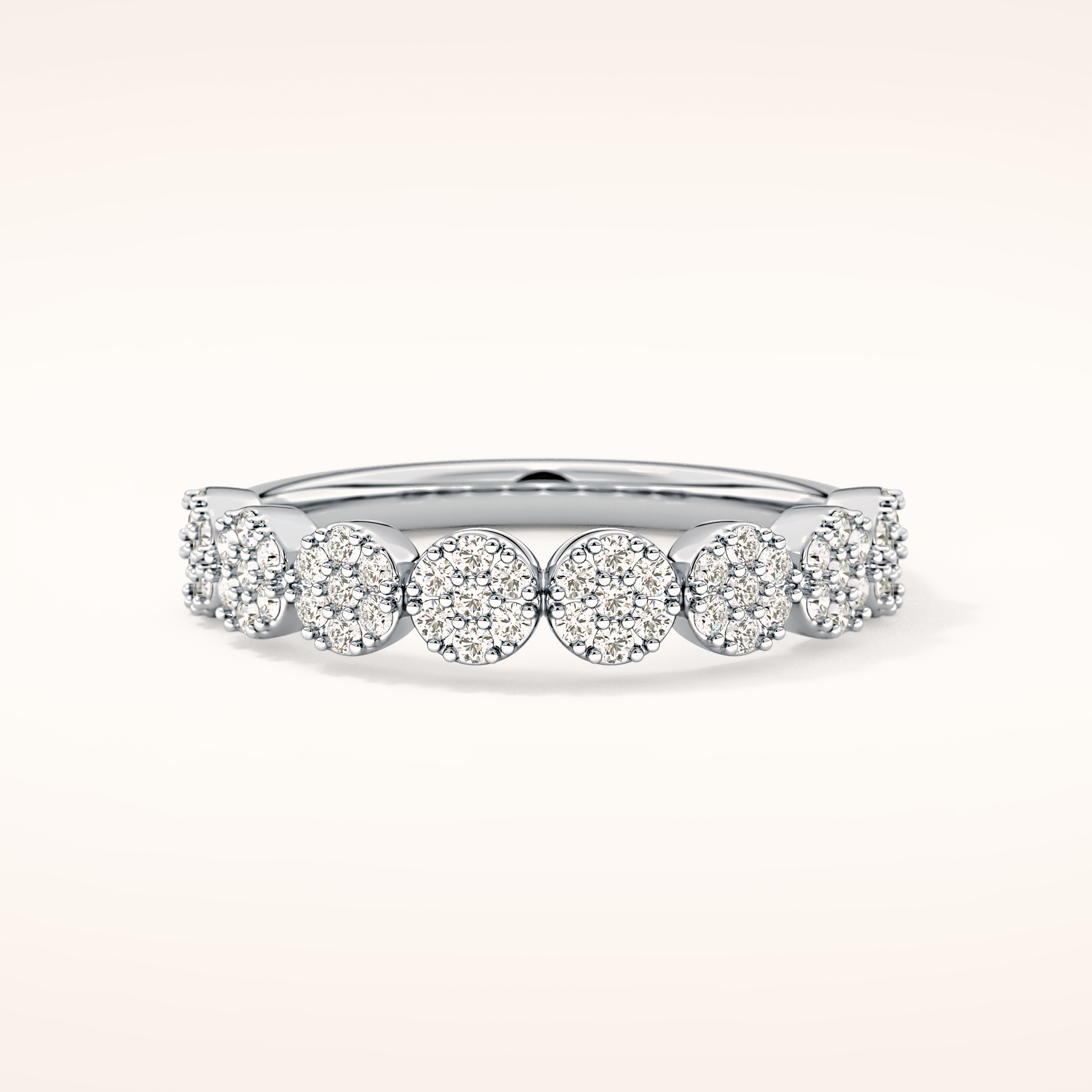 0.46 TCW Round Shaped Moissanite Half Eternity Wedding Band