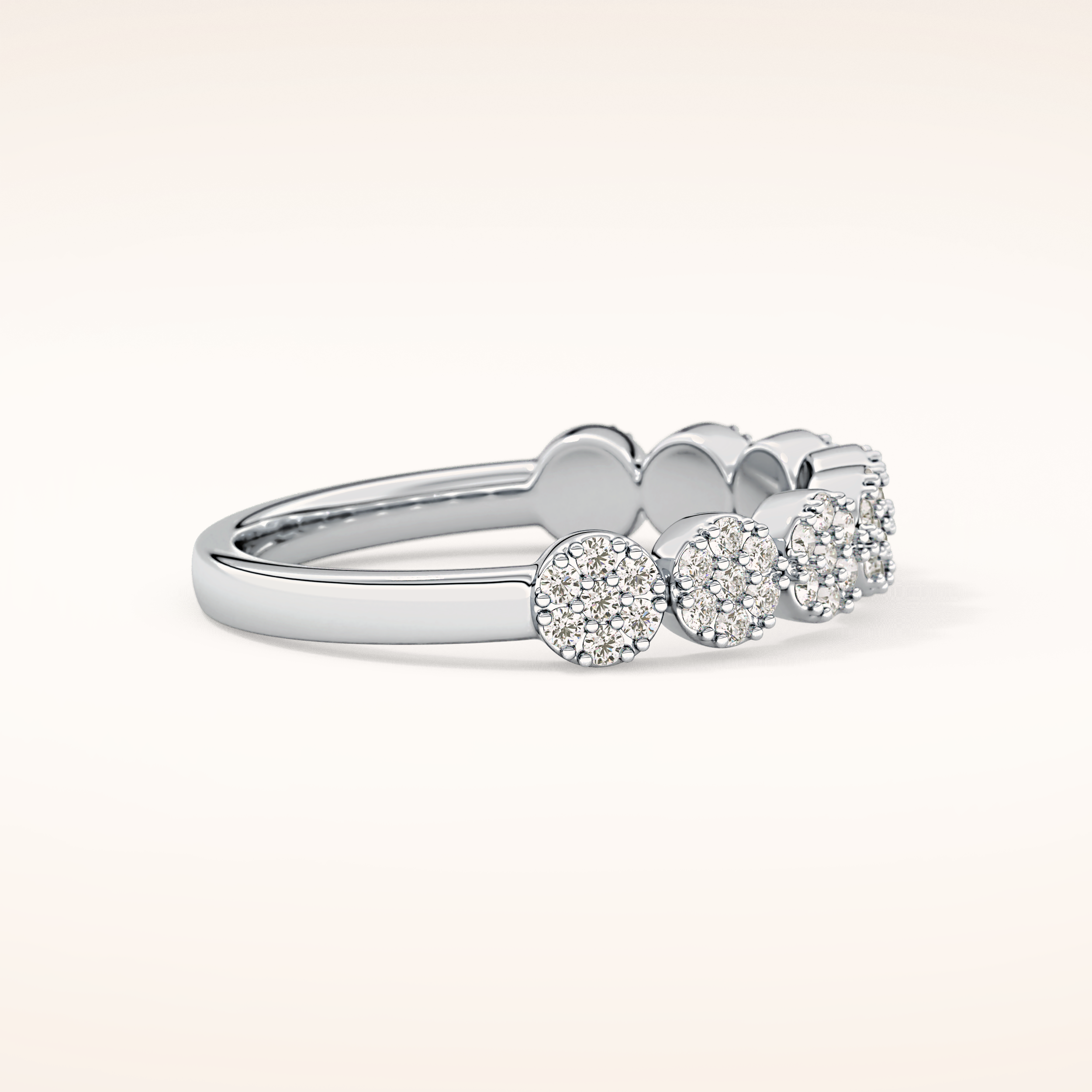 0.46 TCW Round Shaped Moissanite Half Eternity Wedding Band