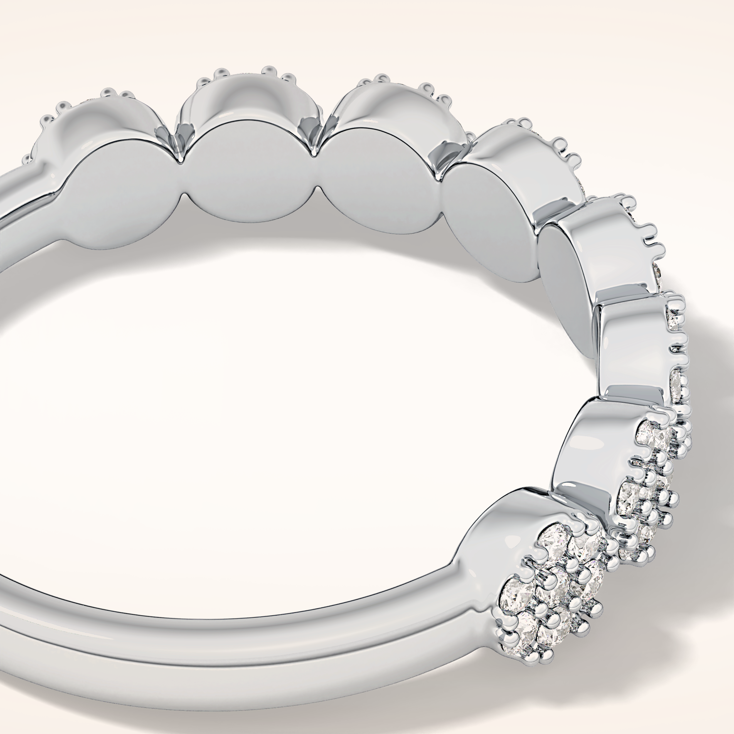0.46 TCW Round Shaped Moissanite Half Eternity Wedding Band