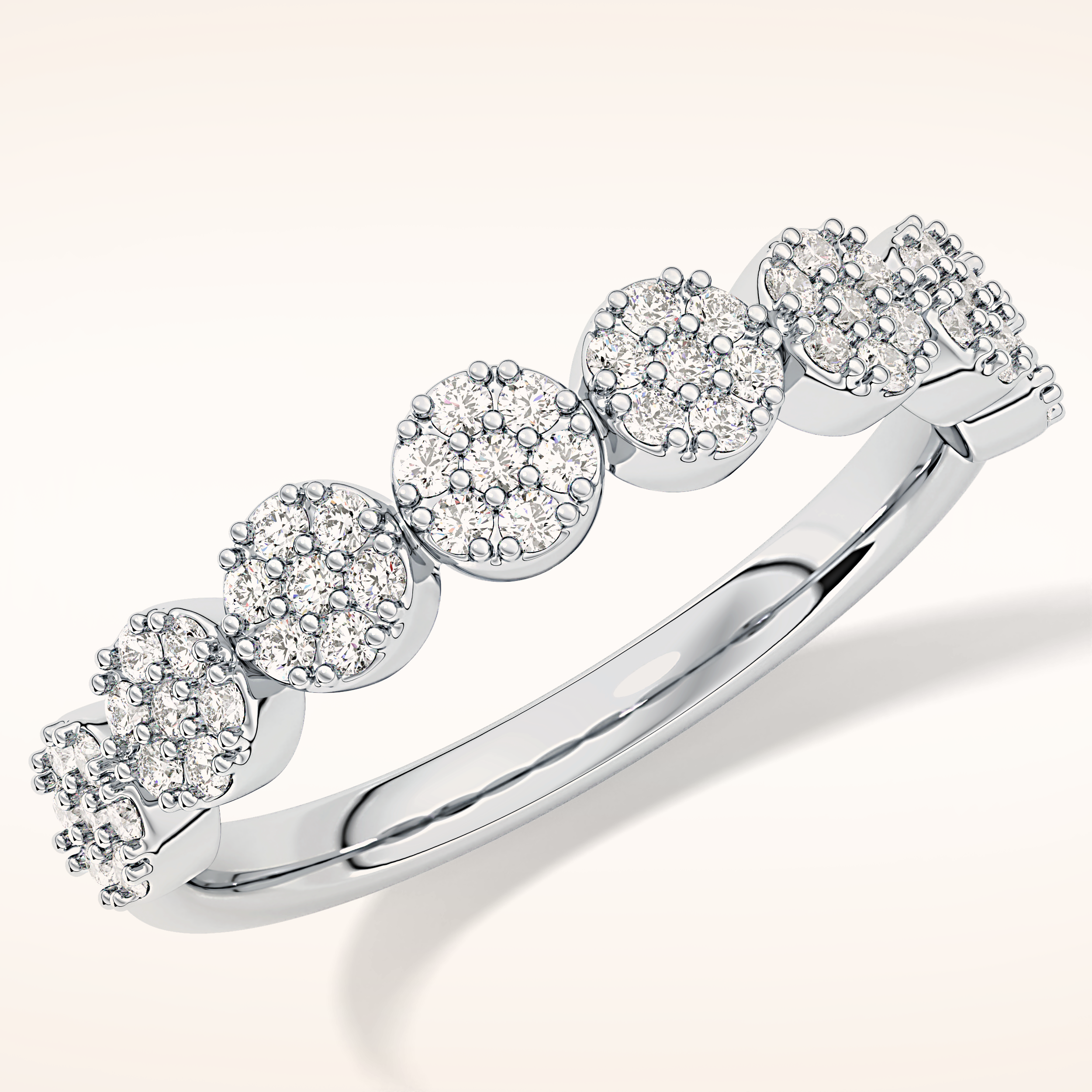 0.46 TCW Round Shaped Moissanite Half Eternity Wedding Band
