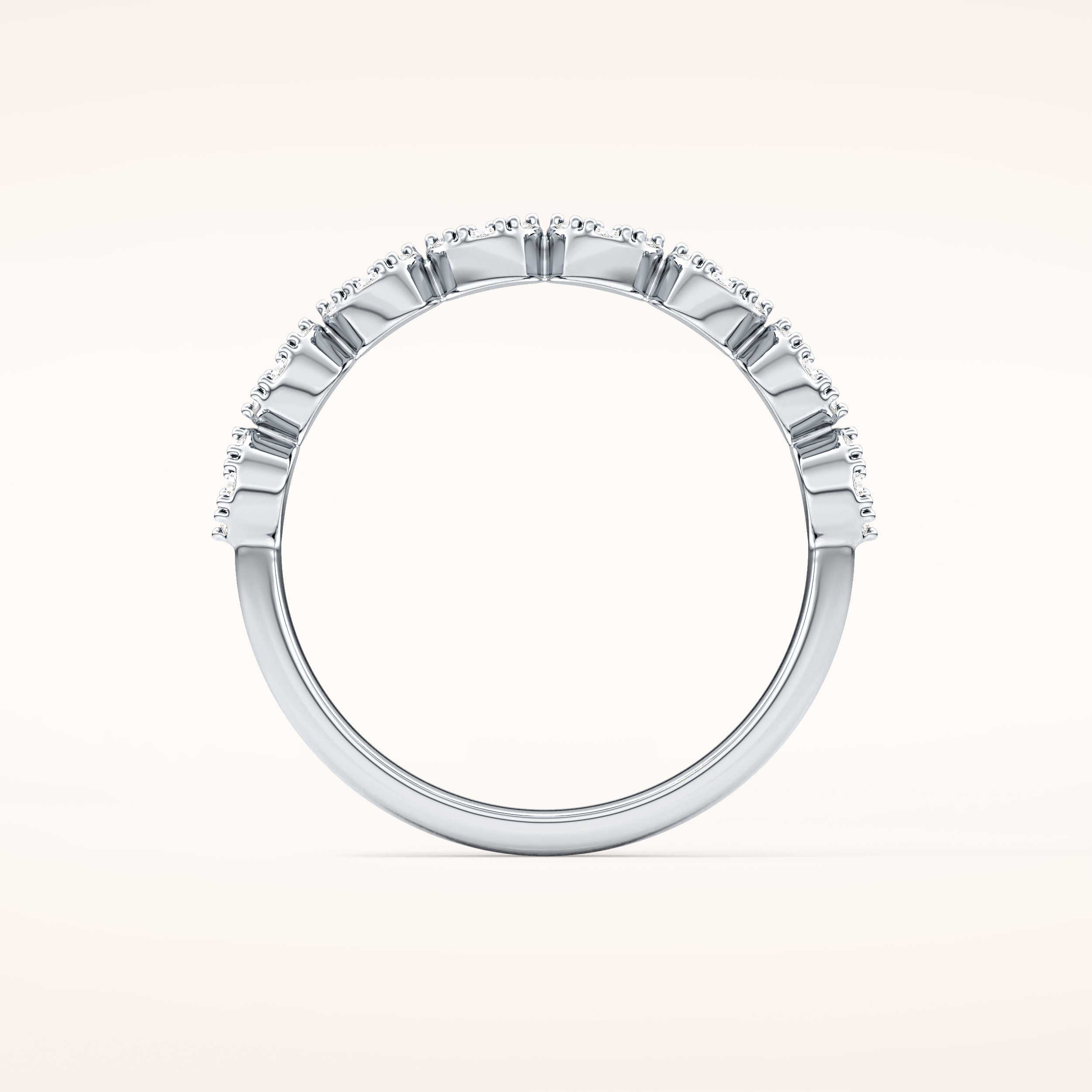 0.46 TCW Round Shaped Moissanite Half Eternity Wedding Band