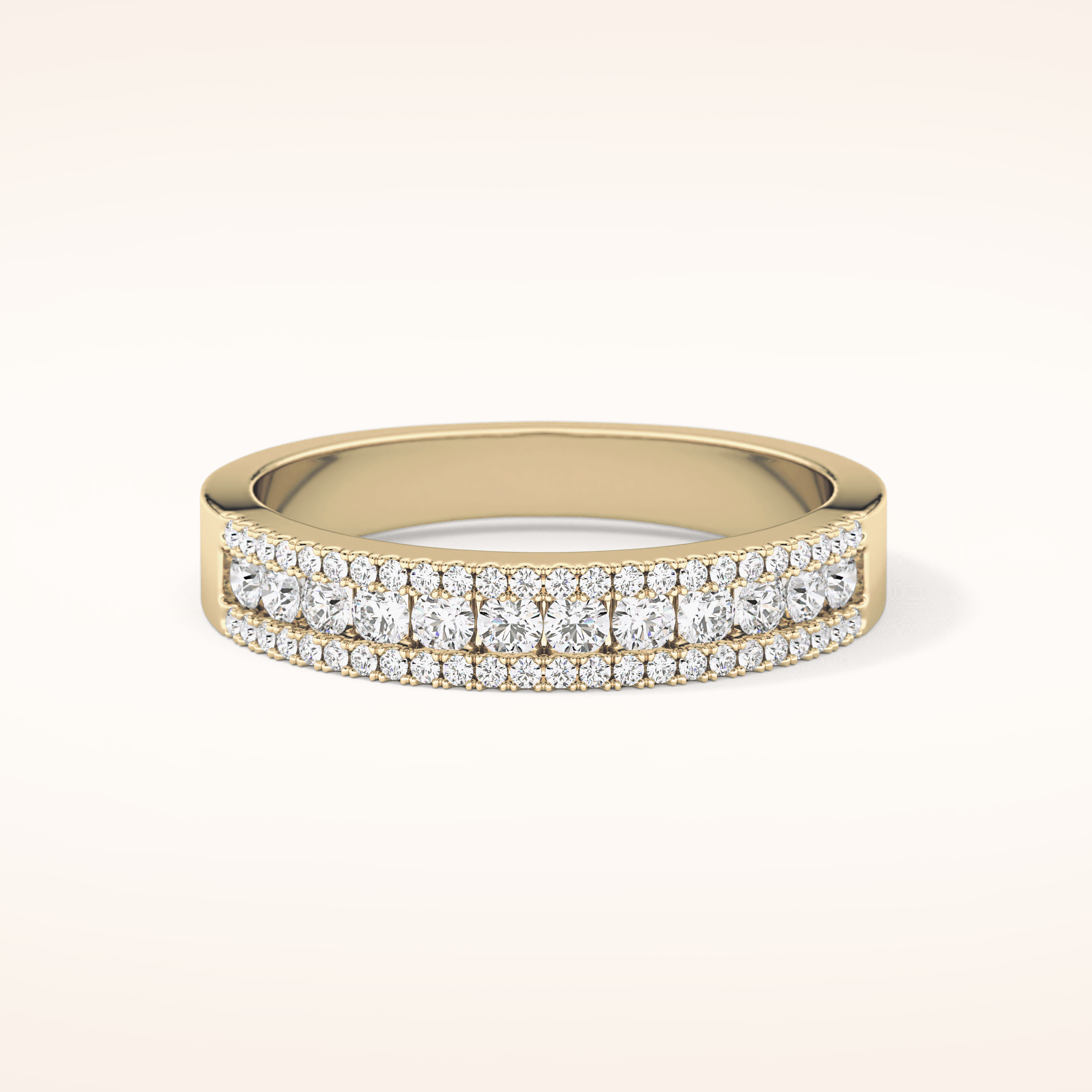 0.6 TCW Round Shaped Moissanite Half Eternity Wedding Band
