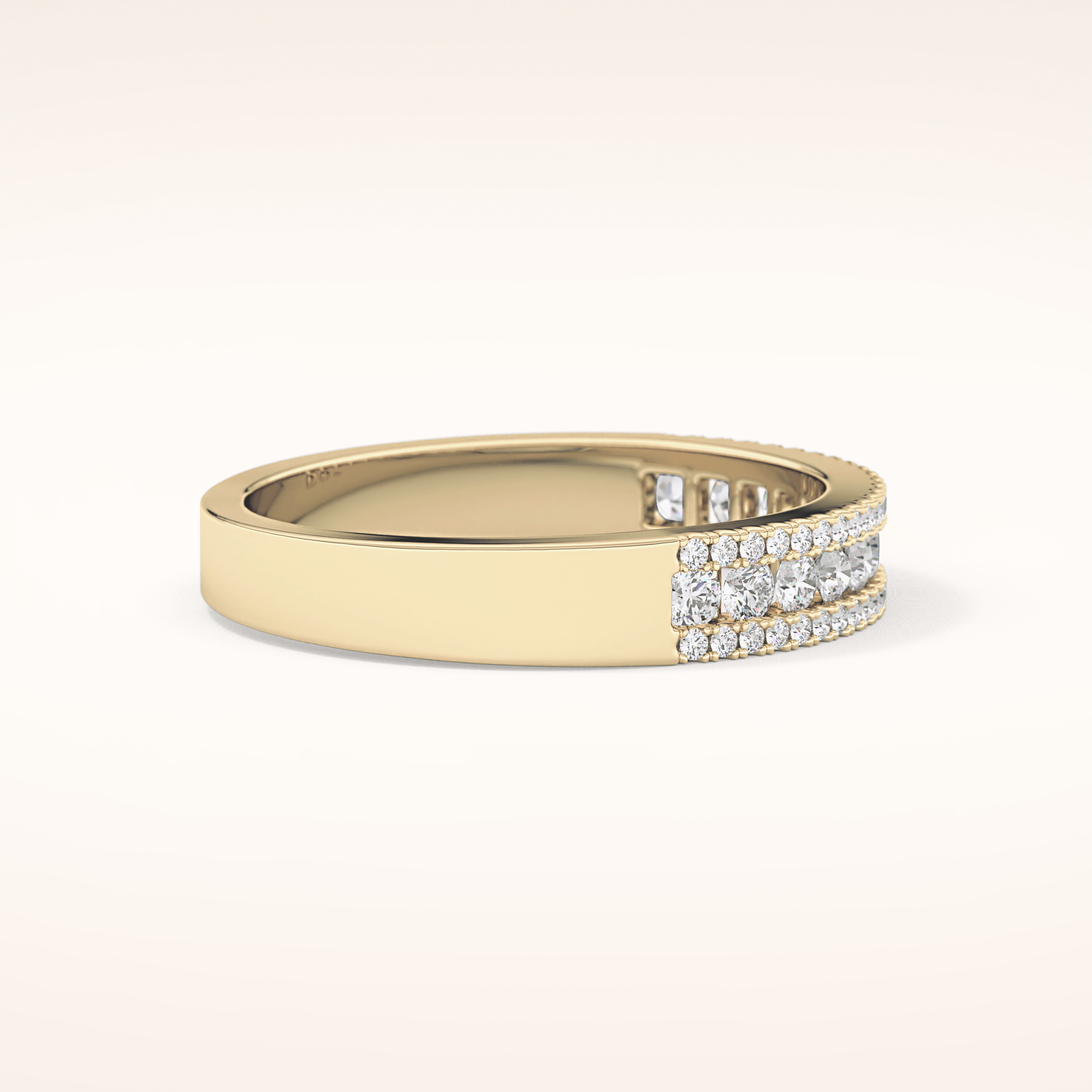 0.6 TCW Round Shaped Moissanite Half Eternity Wedding Band