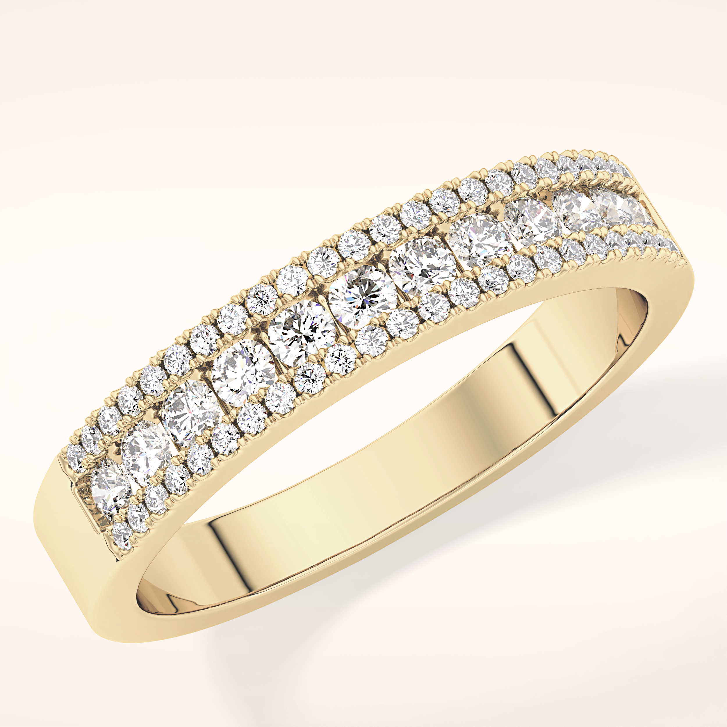 0.6 TCW Round Shaped Moissanite Half Eternity Wedding Band