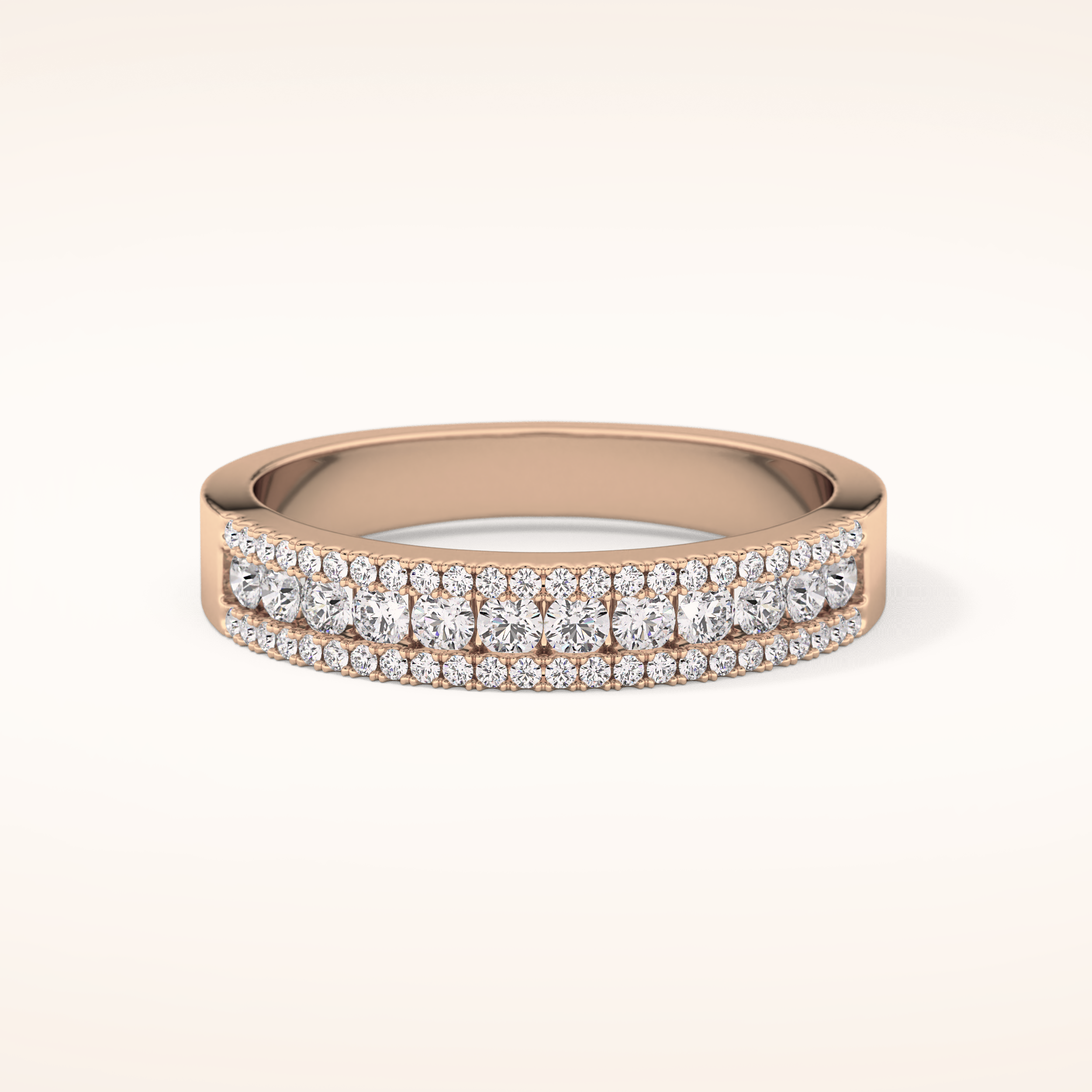 0.6 TCW Round Shaped Moissanite Half Eternity Wedding Band