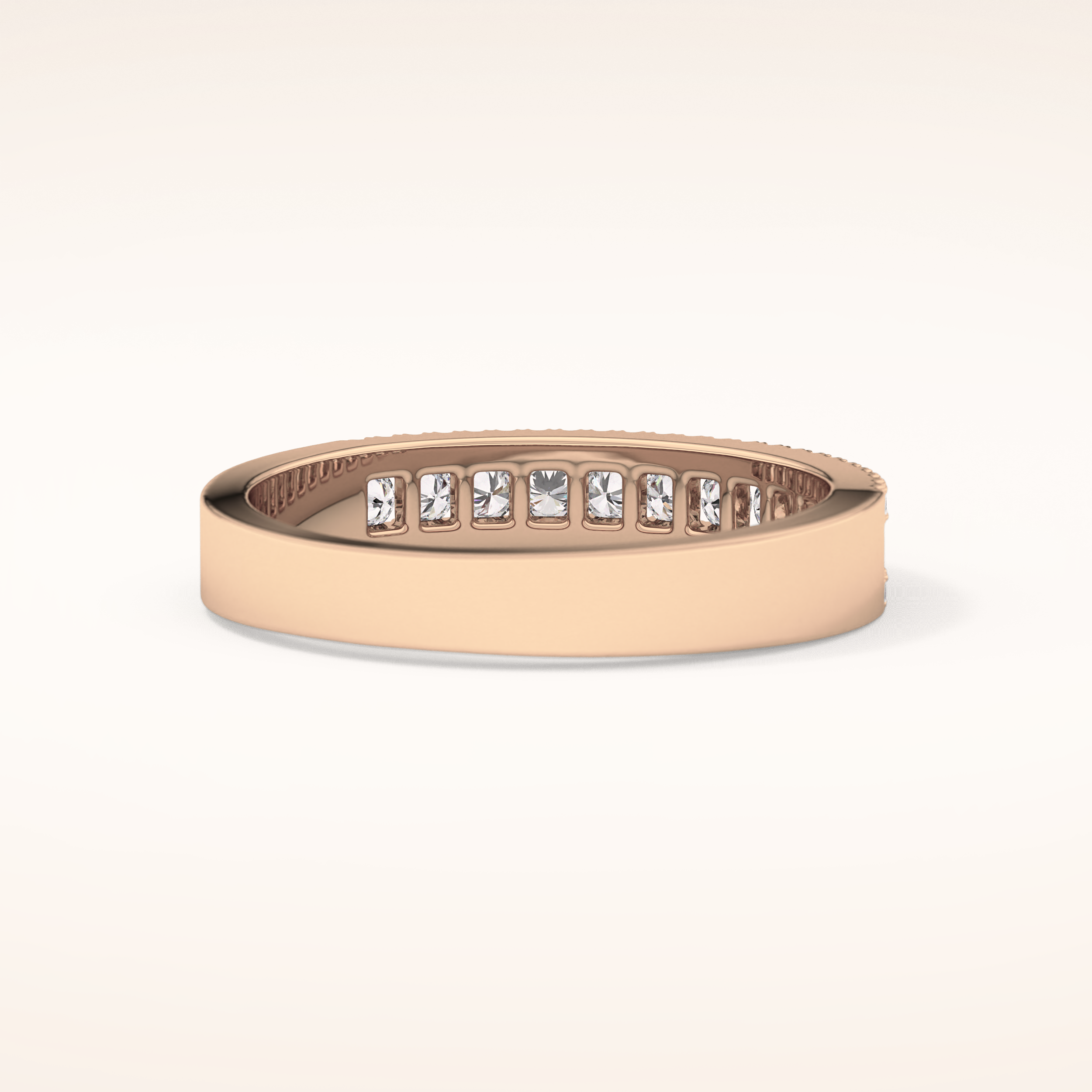 0.6 TCW Round Shaped Moissanite Half Eternity Wedding Band