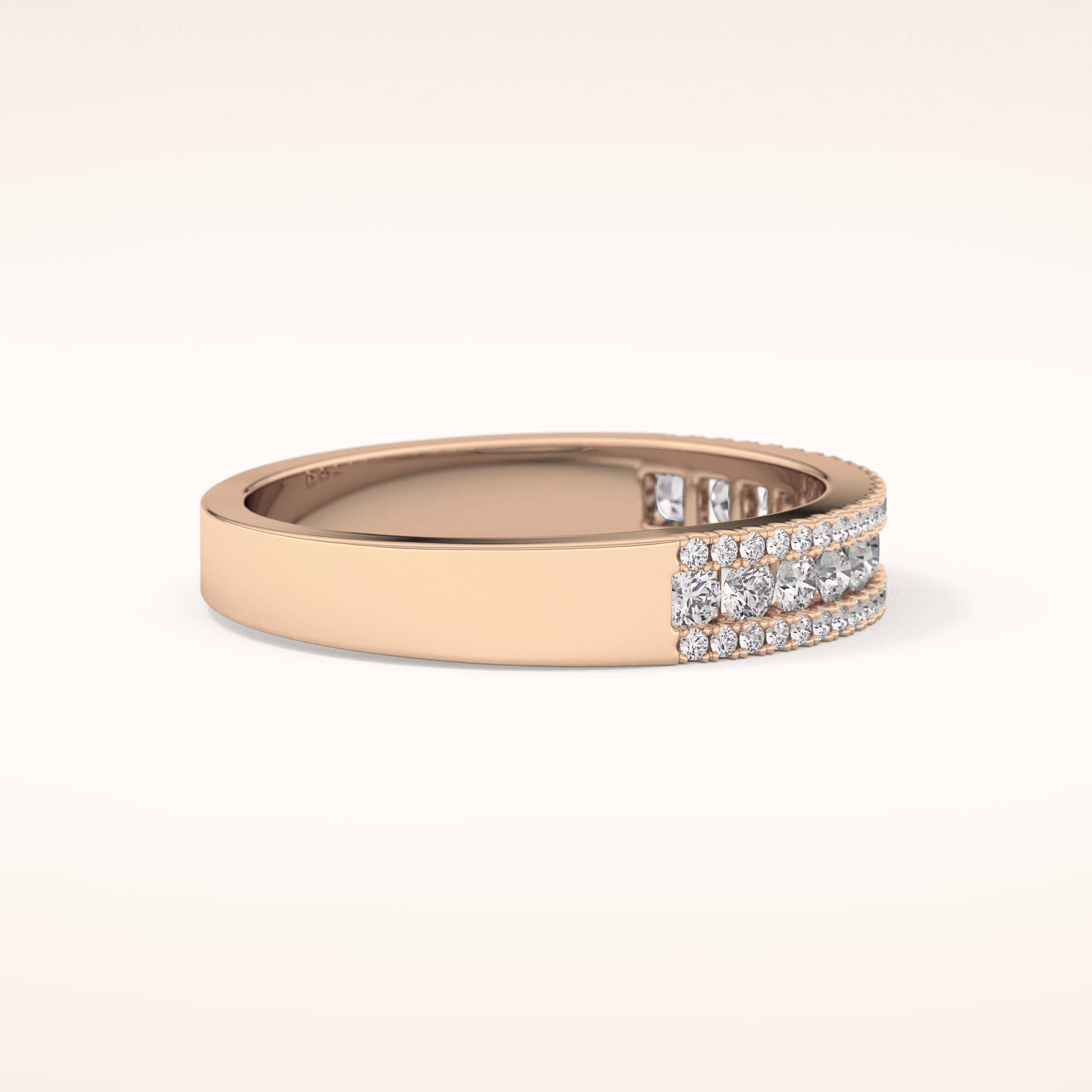 0.6 TCW Round Shaped Moissanite Half Eternity Wedding Band