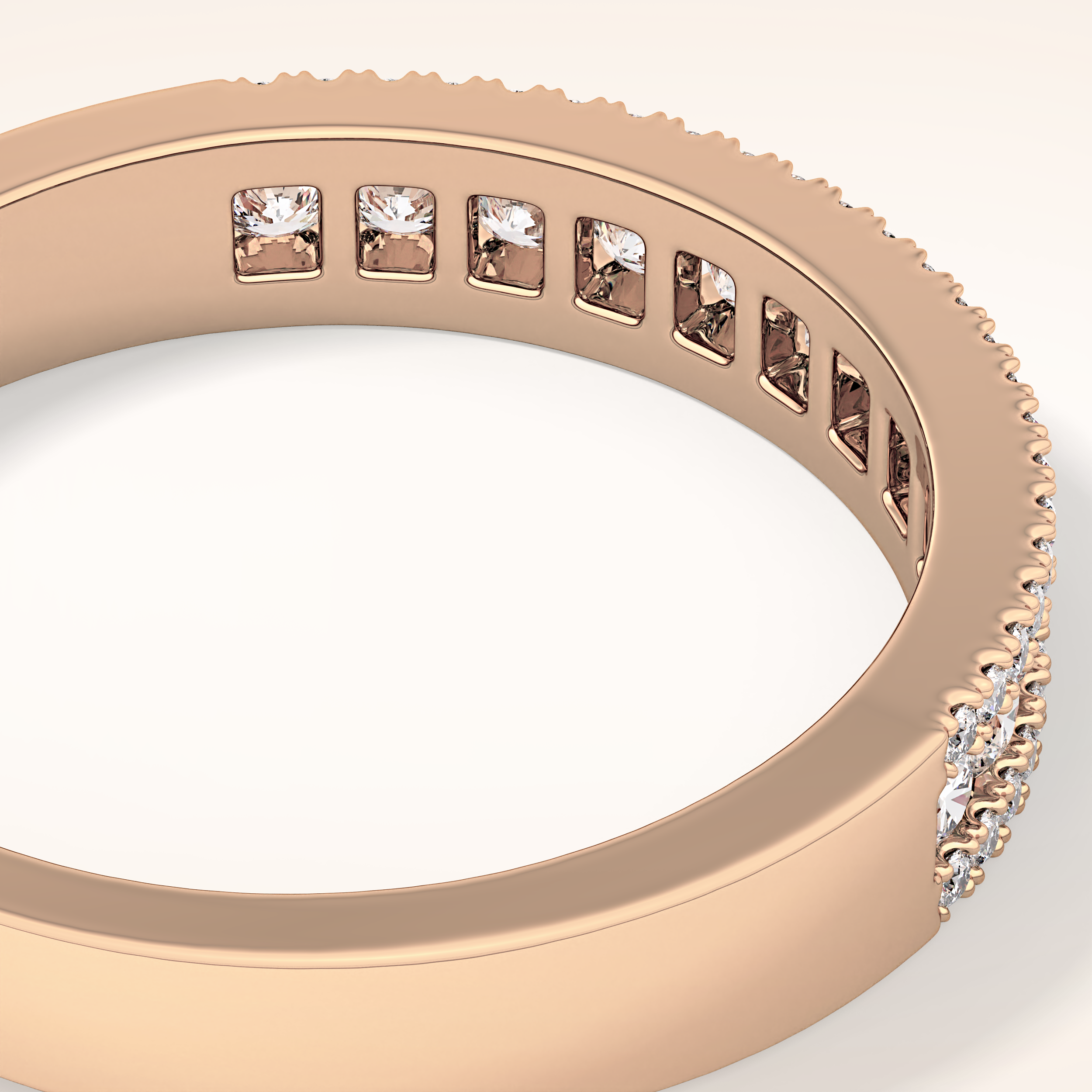 0.6 TCW Round Shaped Moissanite Half Eternity Wedding Band