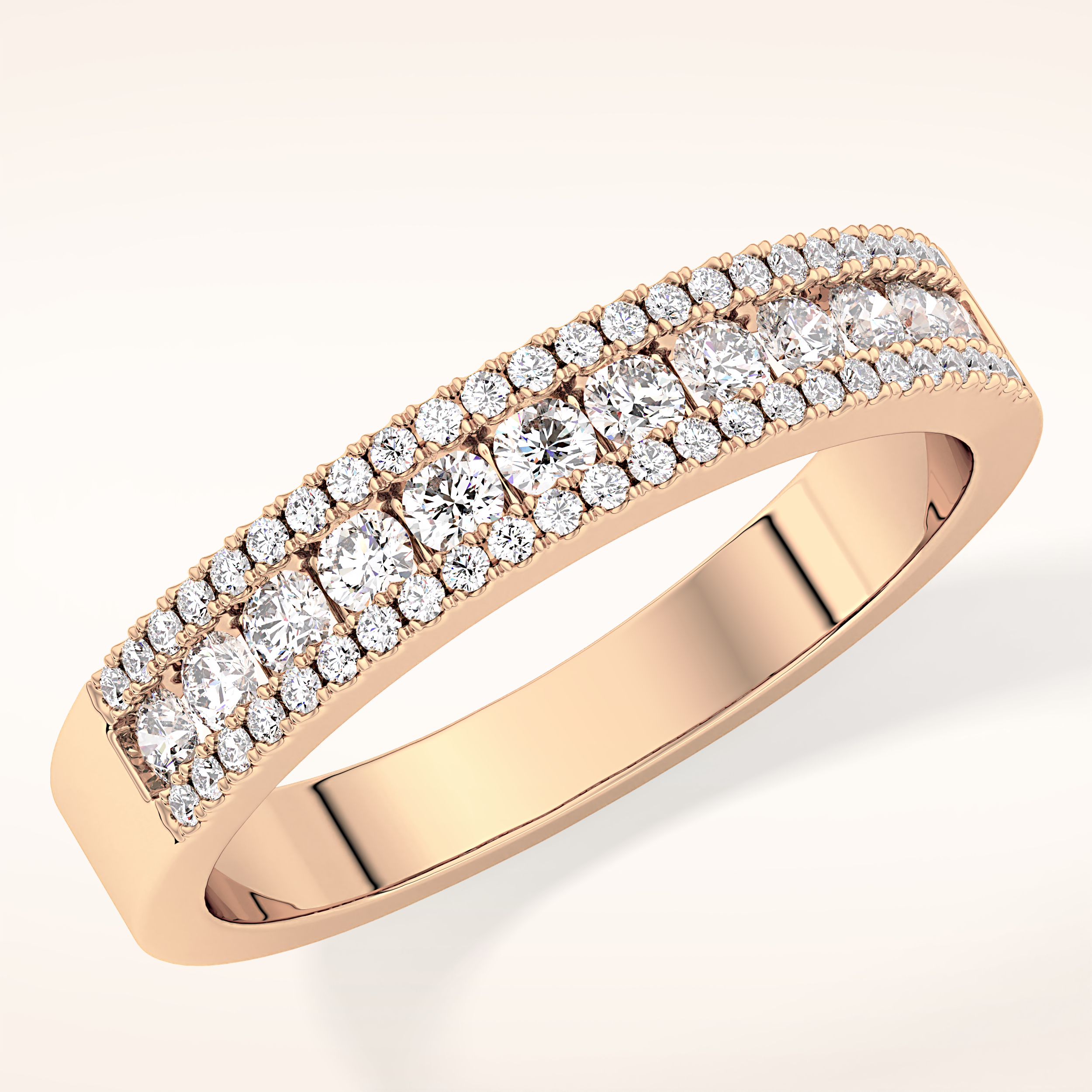 0.6 TCW Round Shaped Moissanite Half Eternity Wedding Band