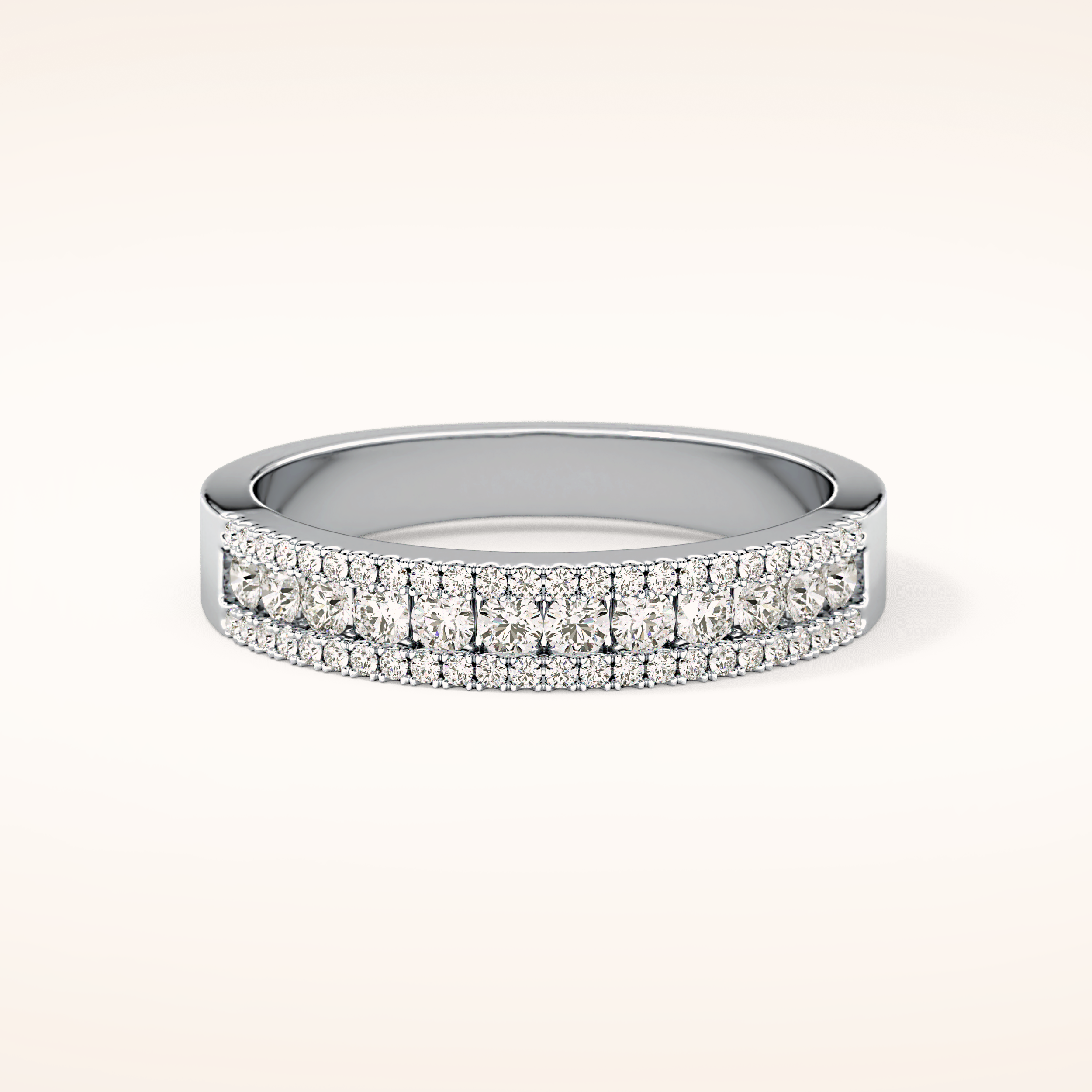 0.6 TCW Round Shaped Moissanite Half Eternity Wedding Band