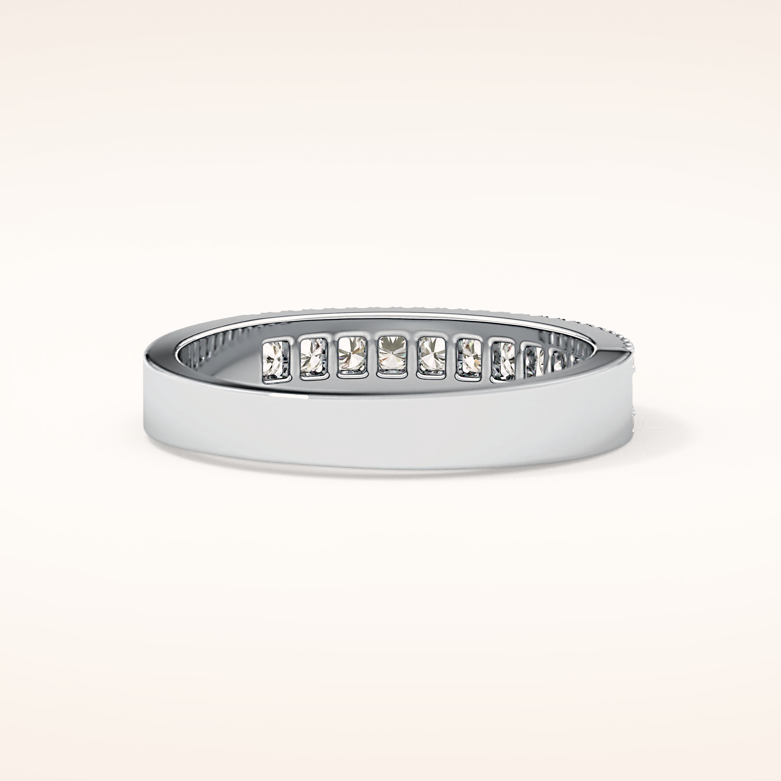 0.6 TCW Round Shaped Moissanite Half Eternity Wedding Band