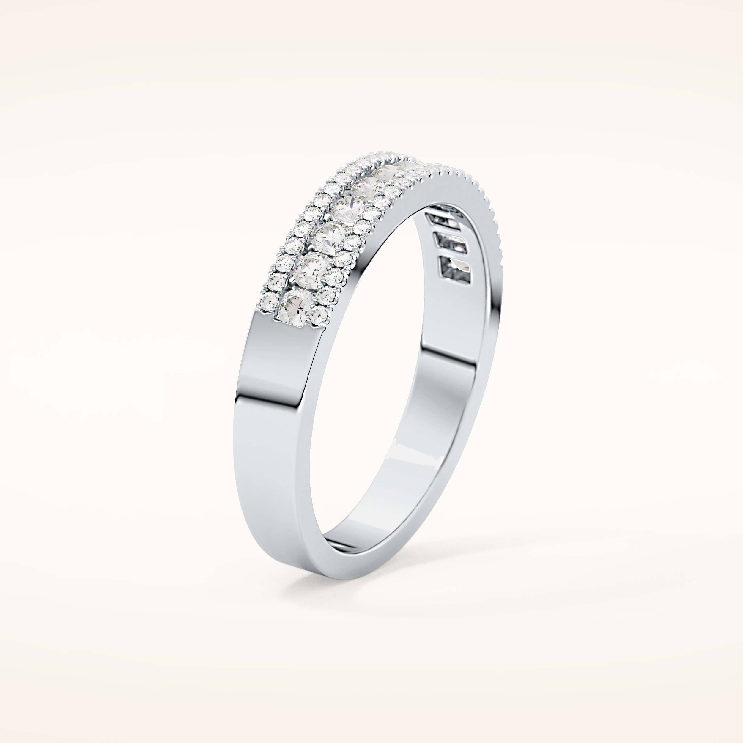 0.6 TCW Round Shaped Moissanite Half Eternity Wedding Band