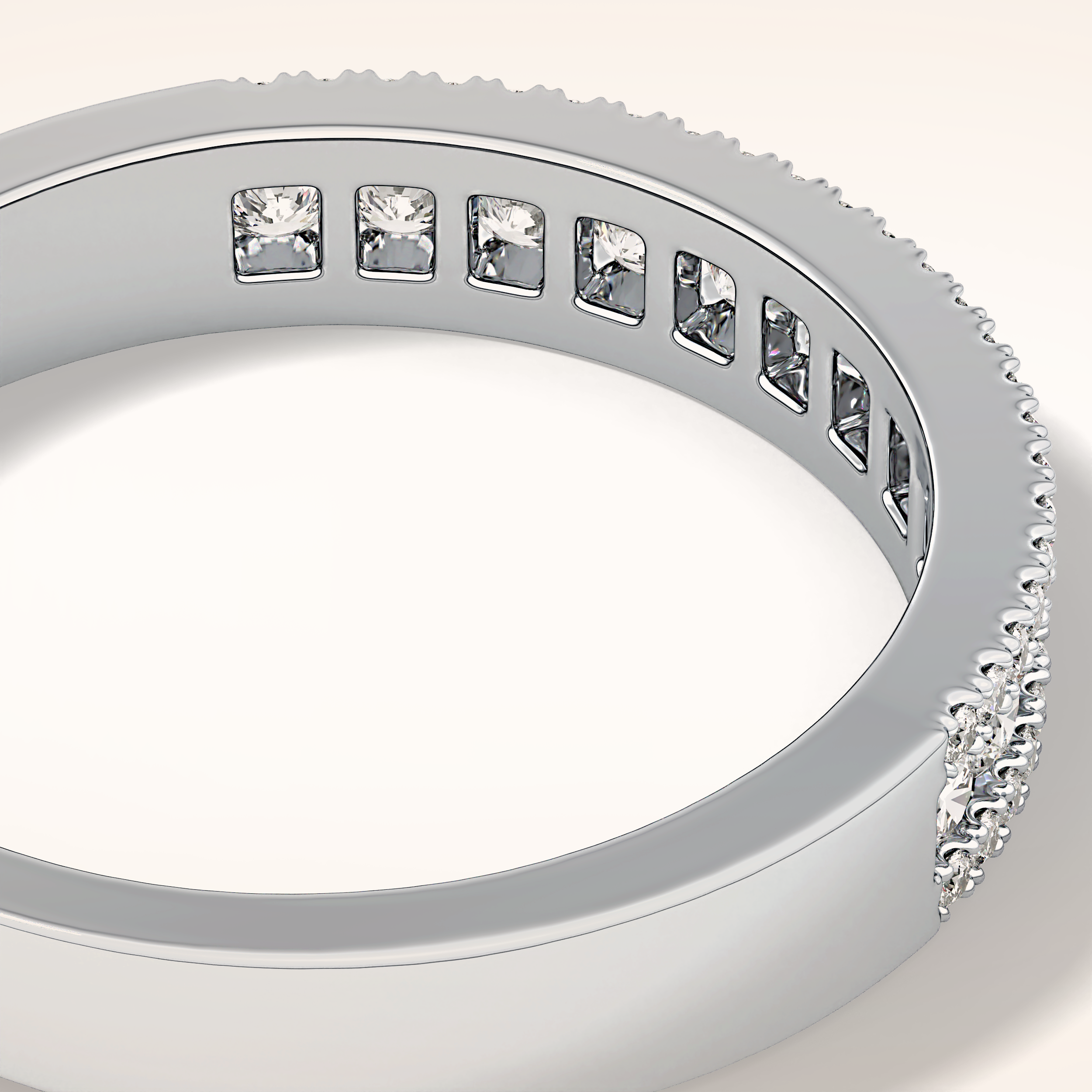 0.6 TCW Round Shaped Moissanite Half Eternity Wedding Band