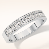 0.6 TCW Round Shaped Moissanite Half Eternity Wedding Band
