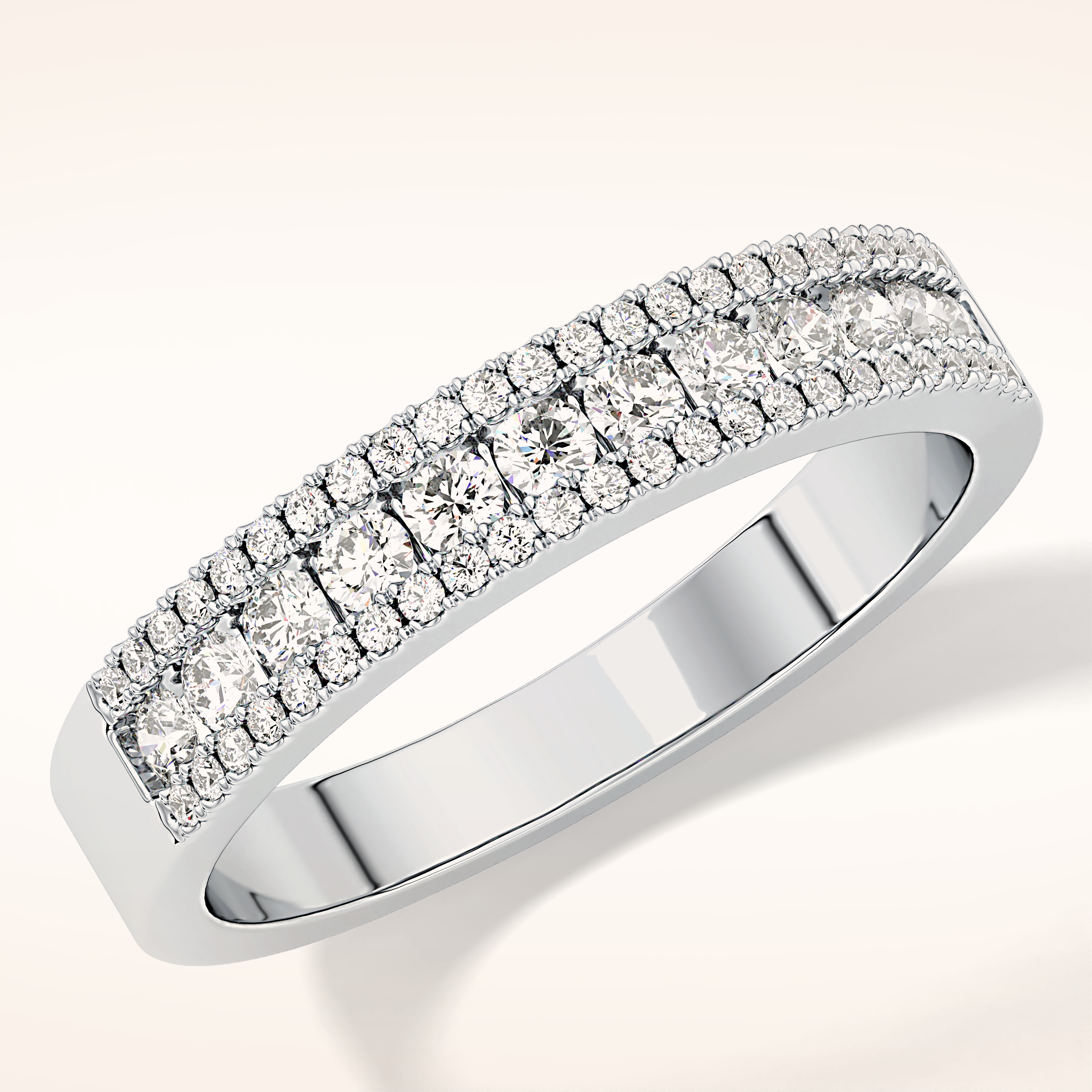0.6 TCW Round Shaped Moissanite Half Eternity Wedding Band
