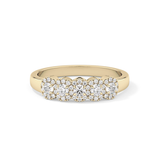 Five Stones and Halo Wedding Band with 0.53 TCW Round Cut Moissanite – Yellow, White, or Rose Gold