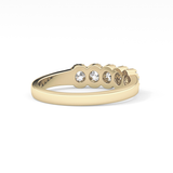 Five Stones and Halo Wedding Band with 0.53 TCW Round Cut Moissanite – Yellow, White, or Rose Gold