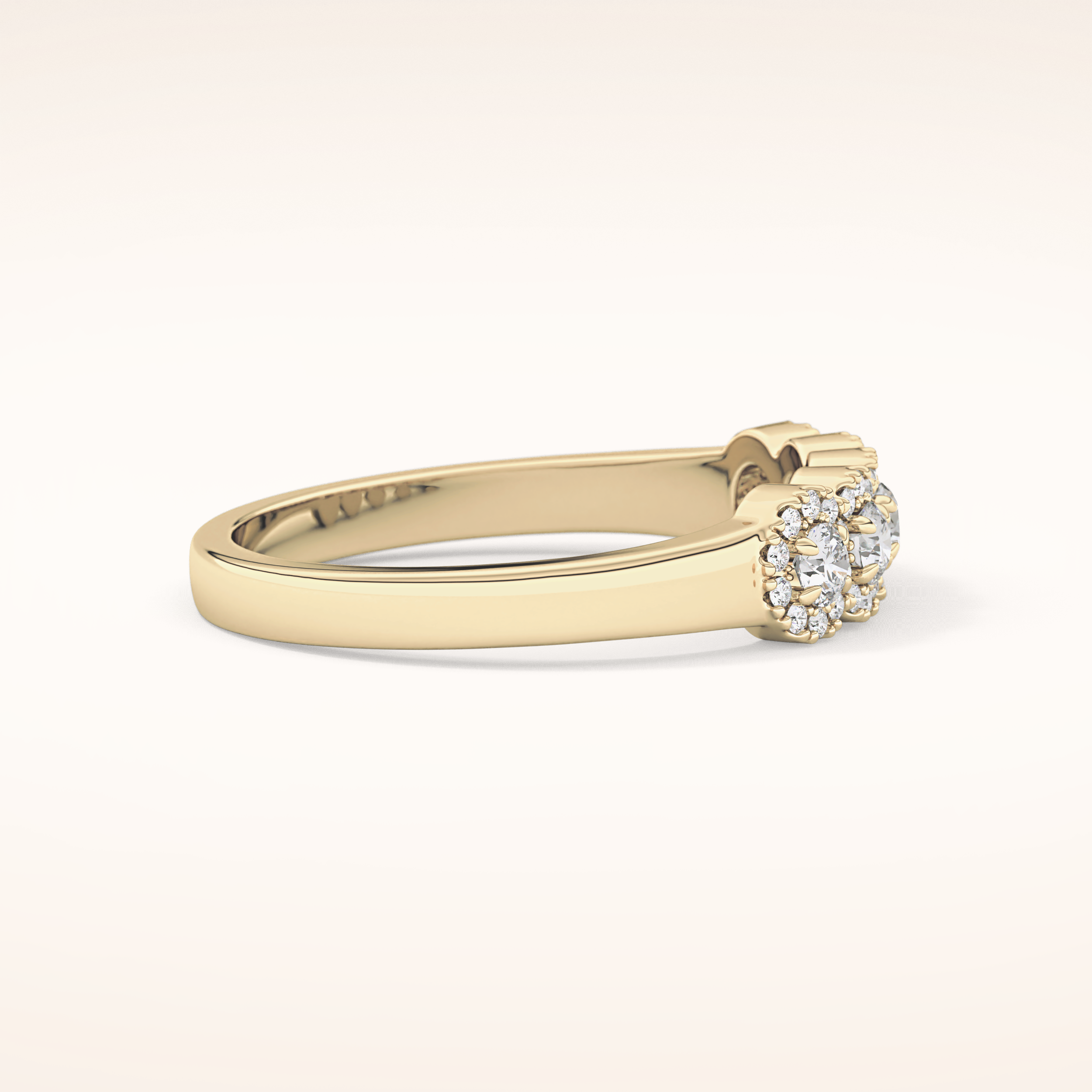 0.53 TCW Round Shaped Moissanite Five Stone Wedding Band