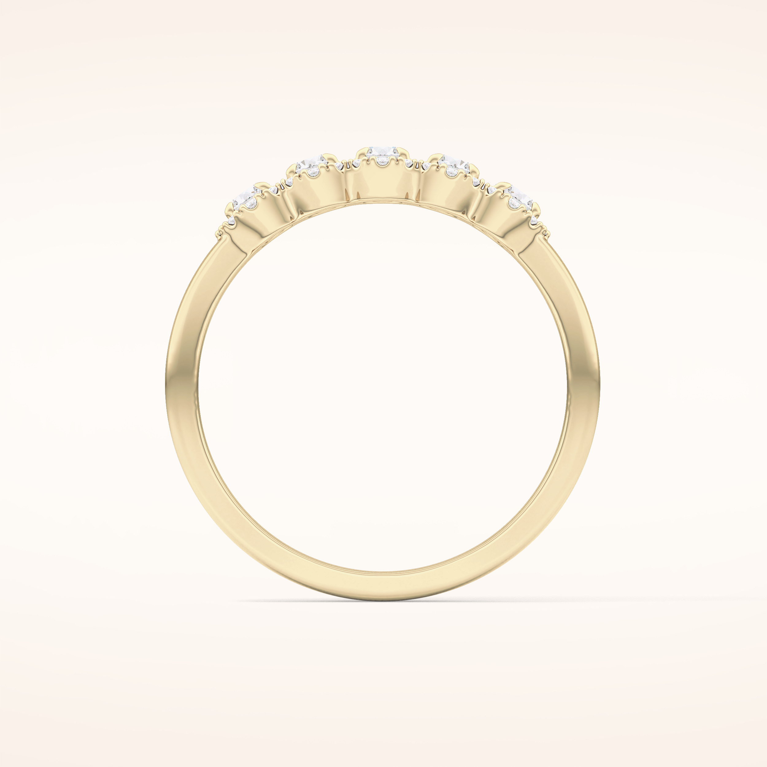 0.53 TCW Round Shaped Moissanite Five Stone Wedding Band