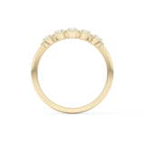 Five Stones and Halo Wedding Band with 0.53 TCW Round Cut Moissanite – Yellow, White, or Rose Gold
