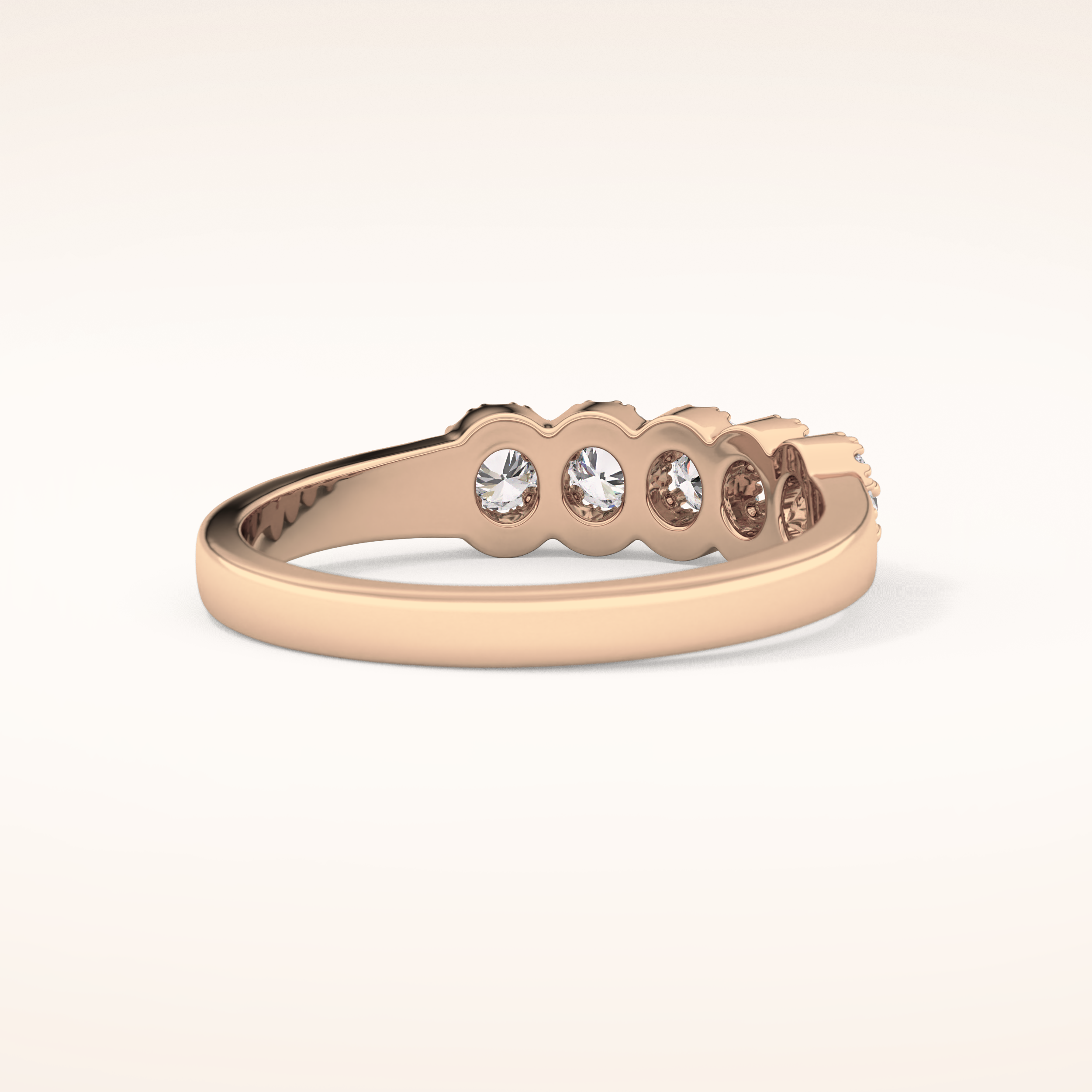 0.53 TCW Round Shaped Moissanite Five Stone Wedding Band