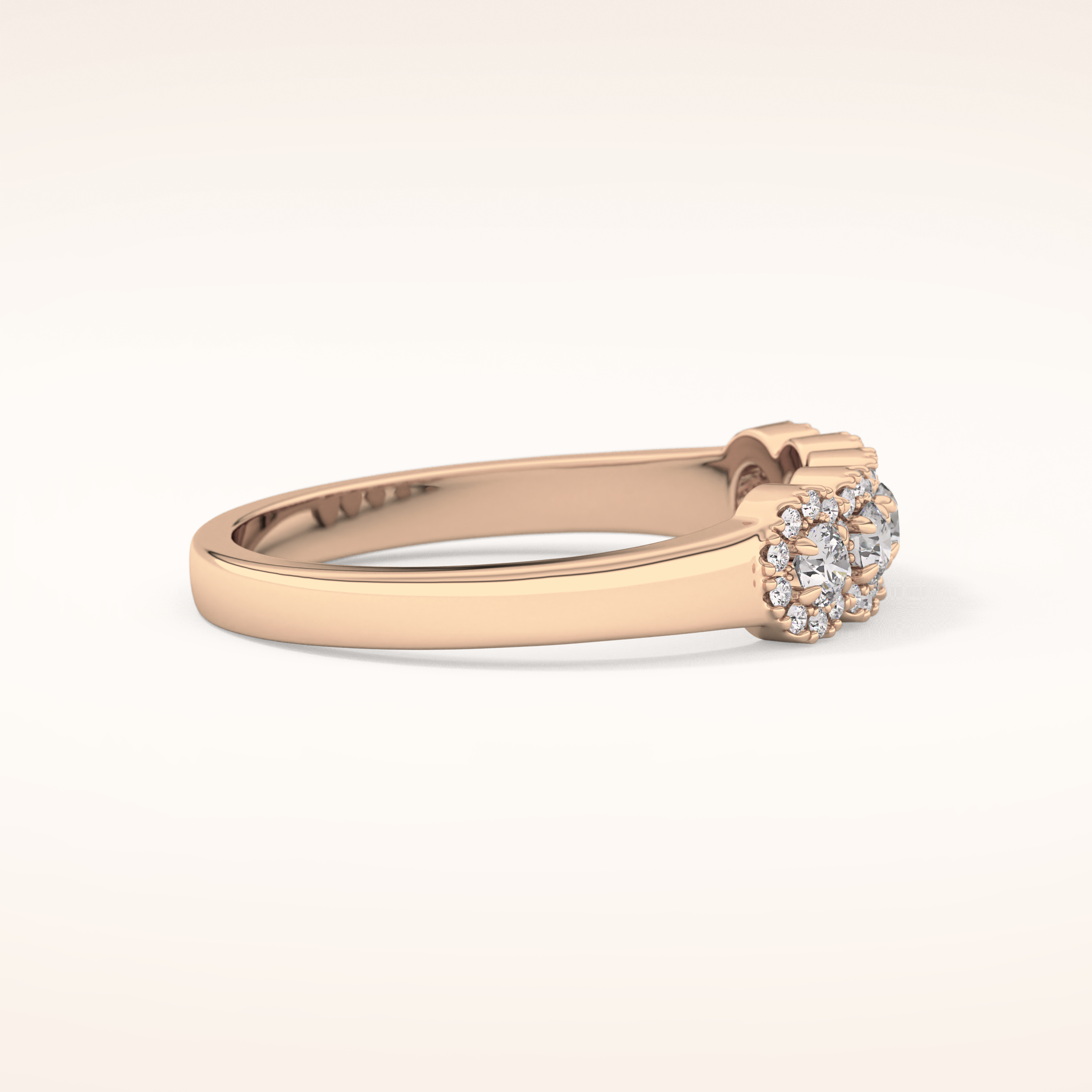 0.53 TCW Round Shaped Moissanite Five Stone Wedding Band
