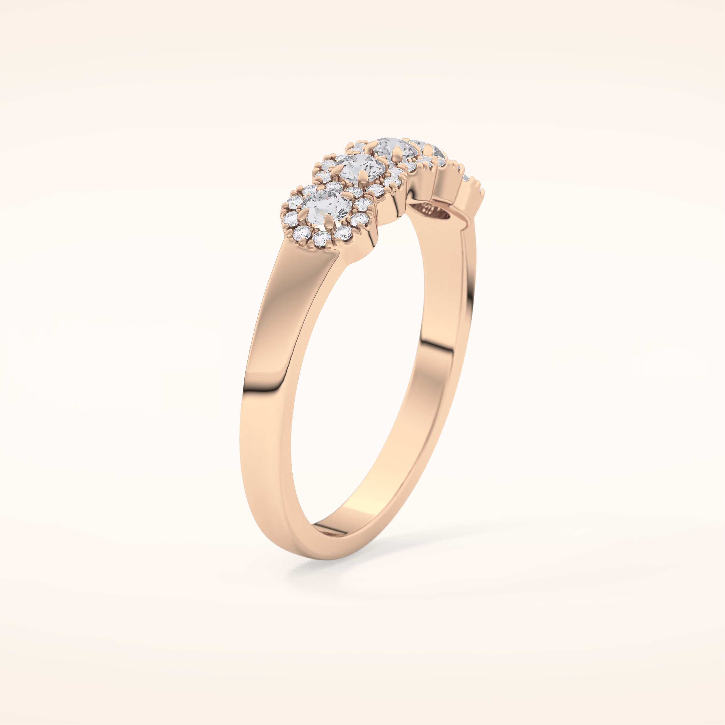 0.53 TCW Round Shaped Moissanite Five Stone Wedding Band